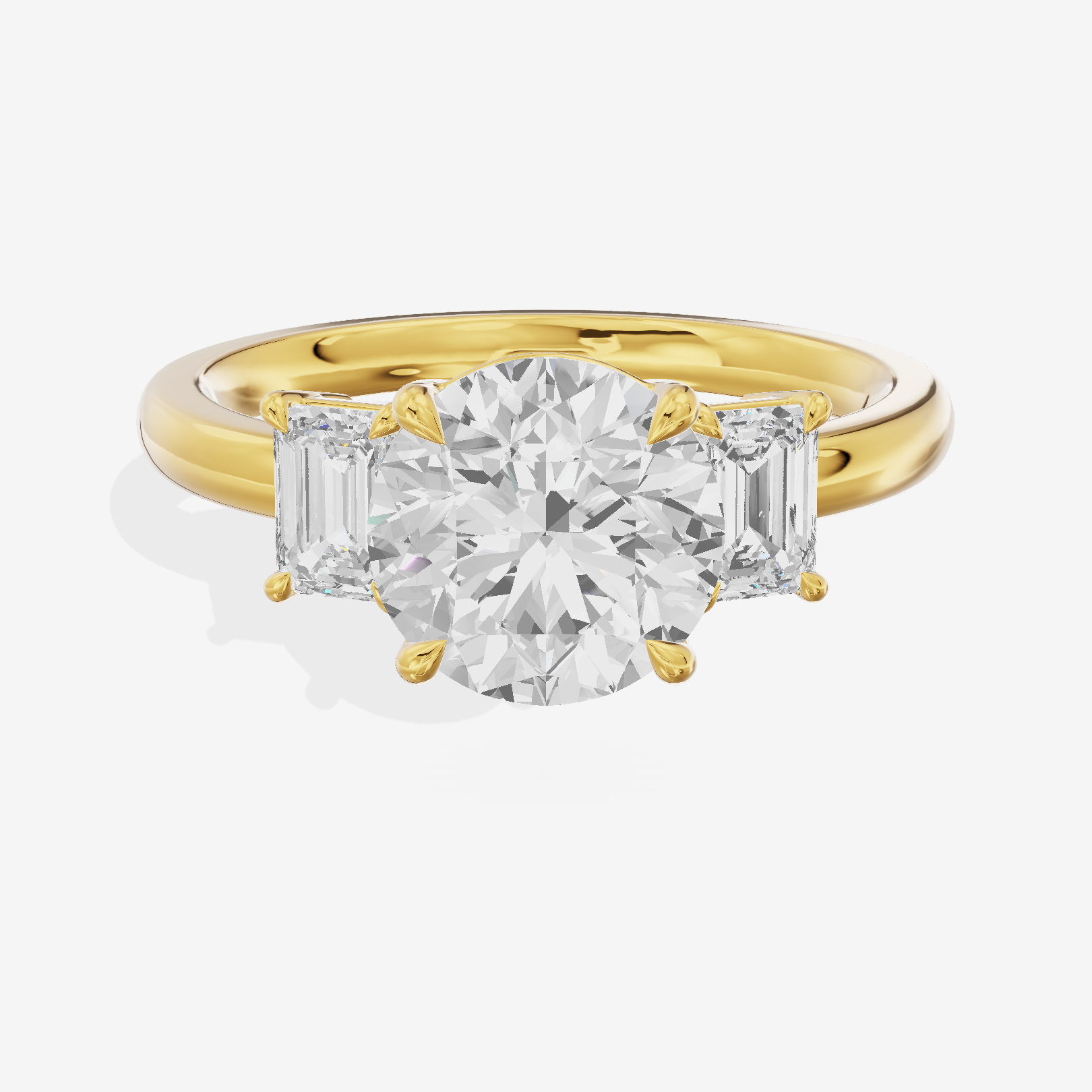 Petite Coeurine Three Stone Round Engagement Ring (1/5 ct. tw.) in 14K Yellow Gold