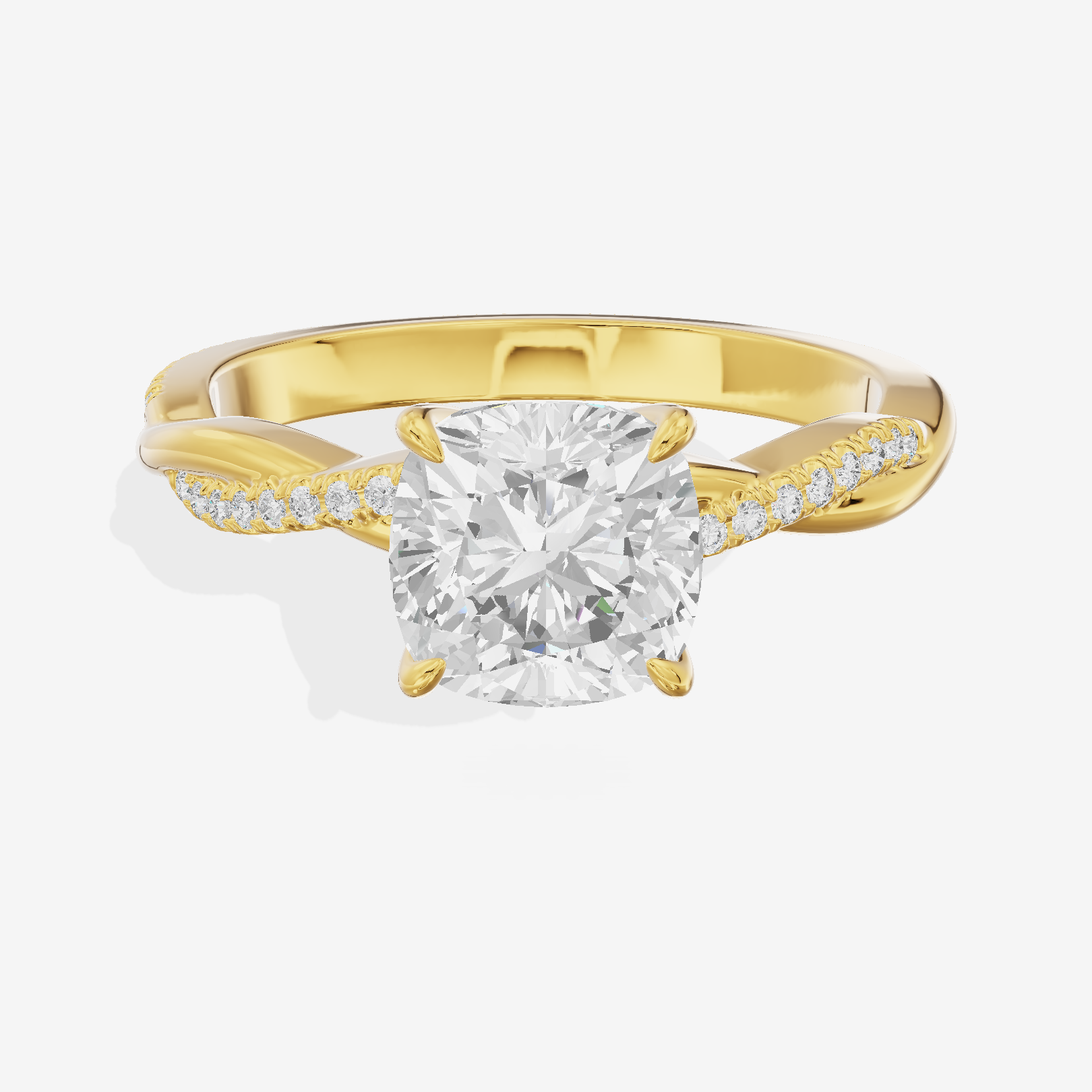 Petite Lumera Cushion Pavé Engagement Ring (1/8 ct. tw.) in 14K Yellow Gold