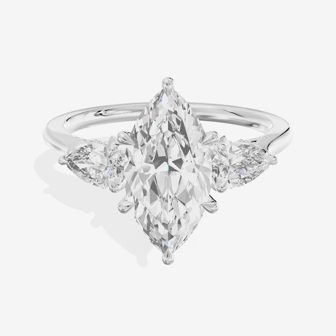 Modern Sincere Three Stone Marquise Engagement Ring (1/2 ct. tw.) in Platinum