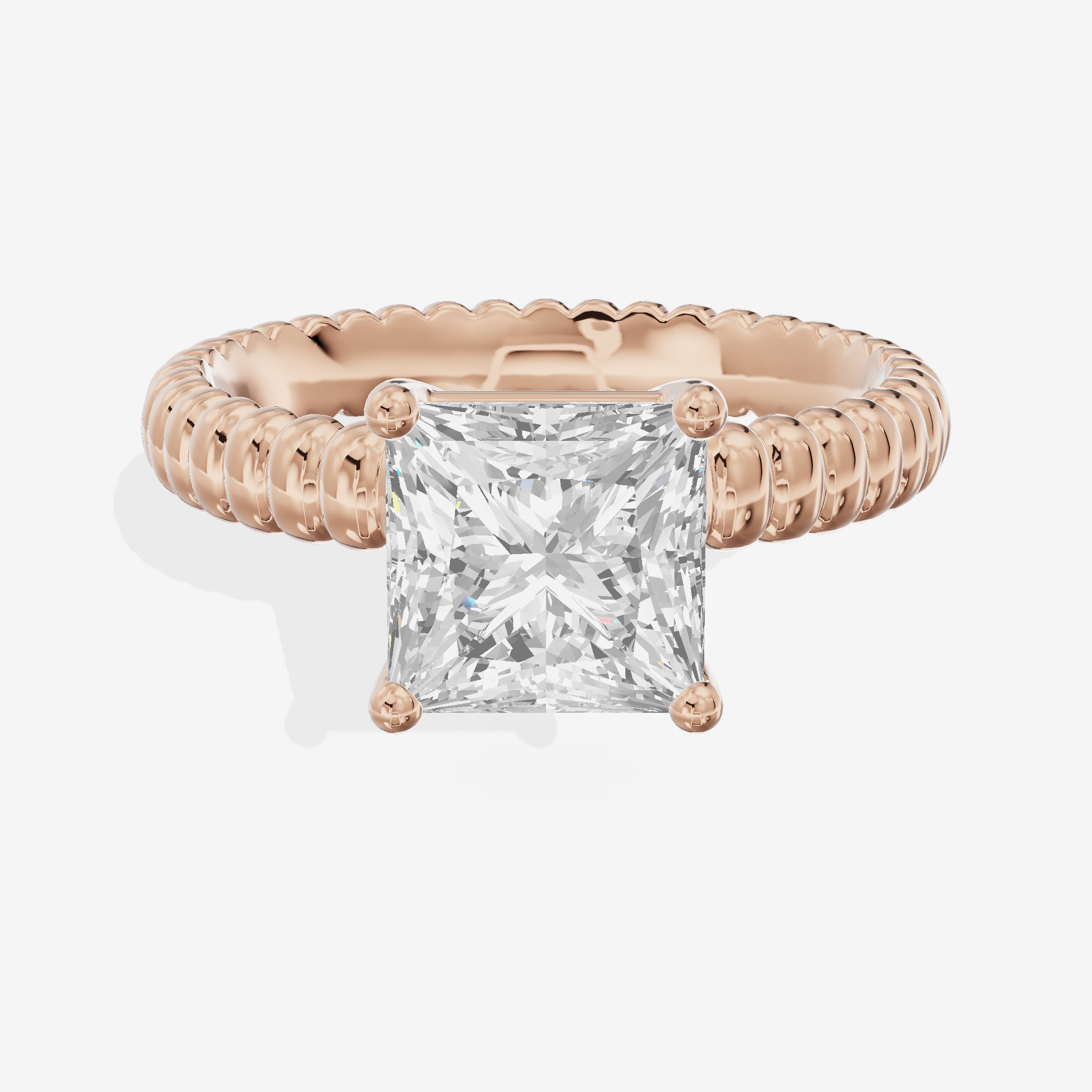 Lustrous Aimora 3mm Princess Solitaire Engagement Ring in 14K Rose Gold