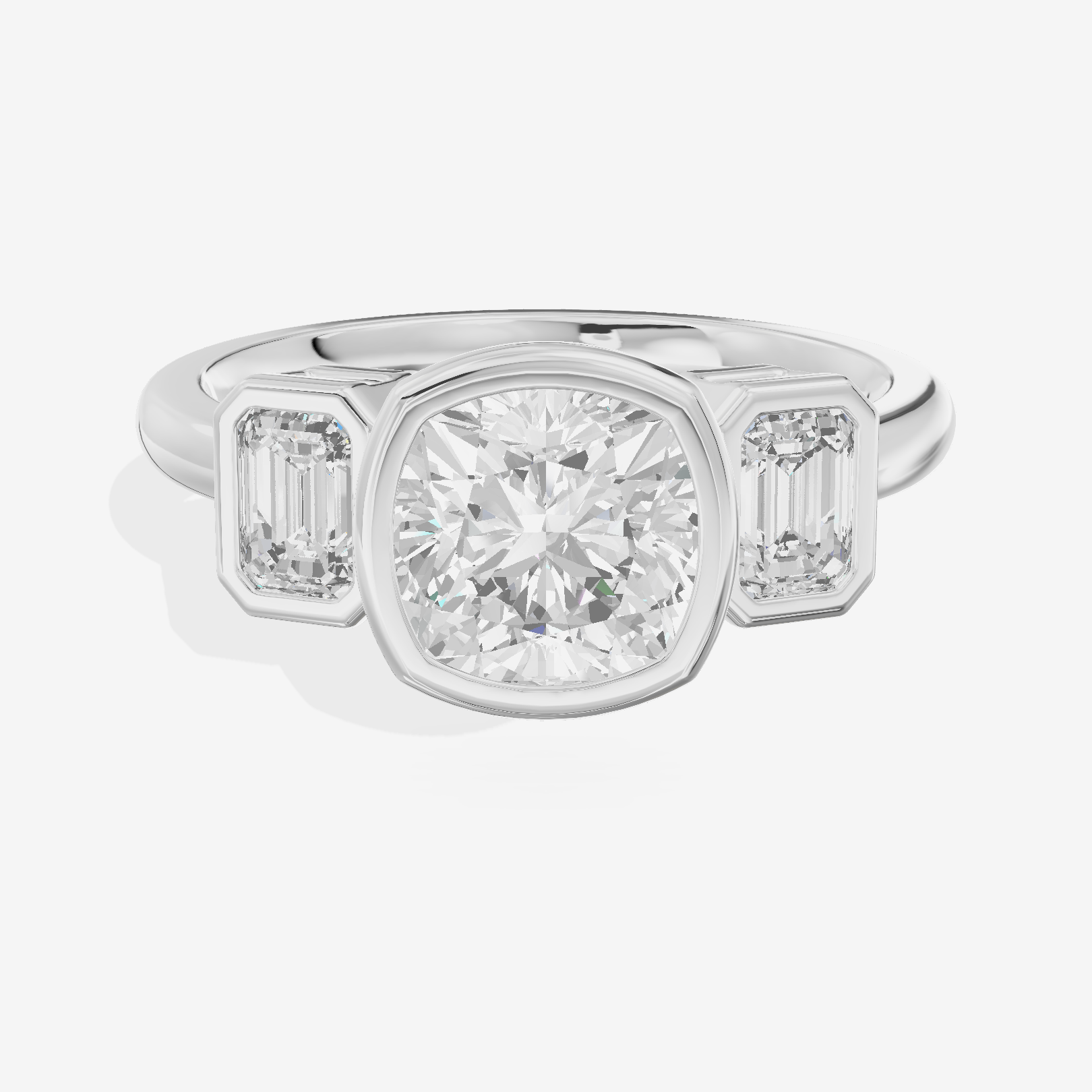 Selenia Three Stone Cushion Engagement Ring (1/2 ct. tw.) in 14K White Gold