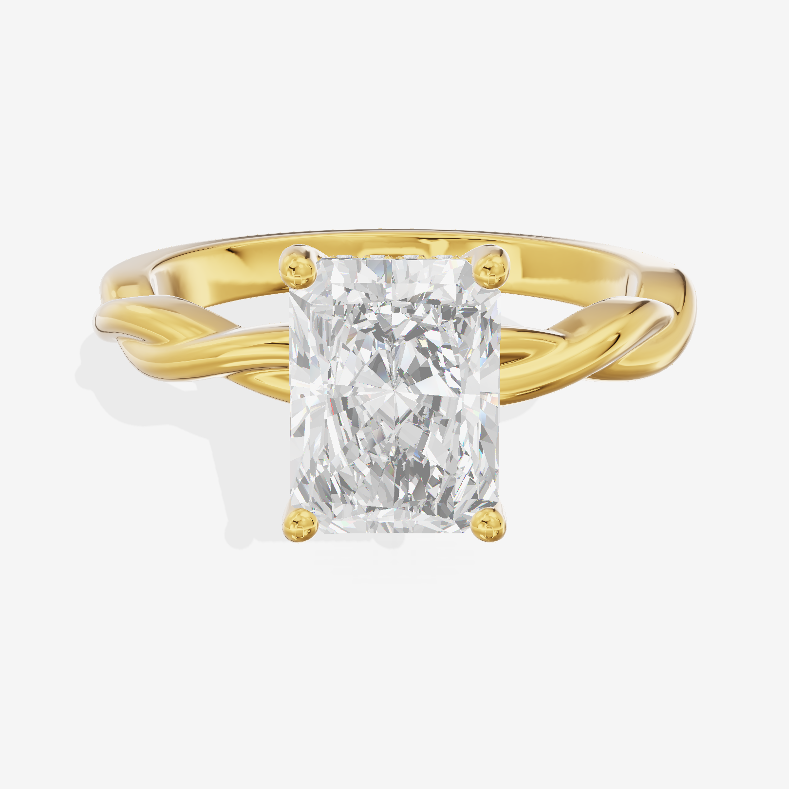 Twine Hidden Halo Radiant Engagement Ring (1/20 ct. tw.) in 18K Yellow Gold