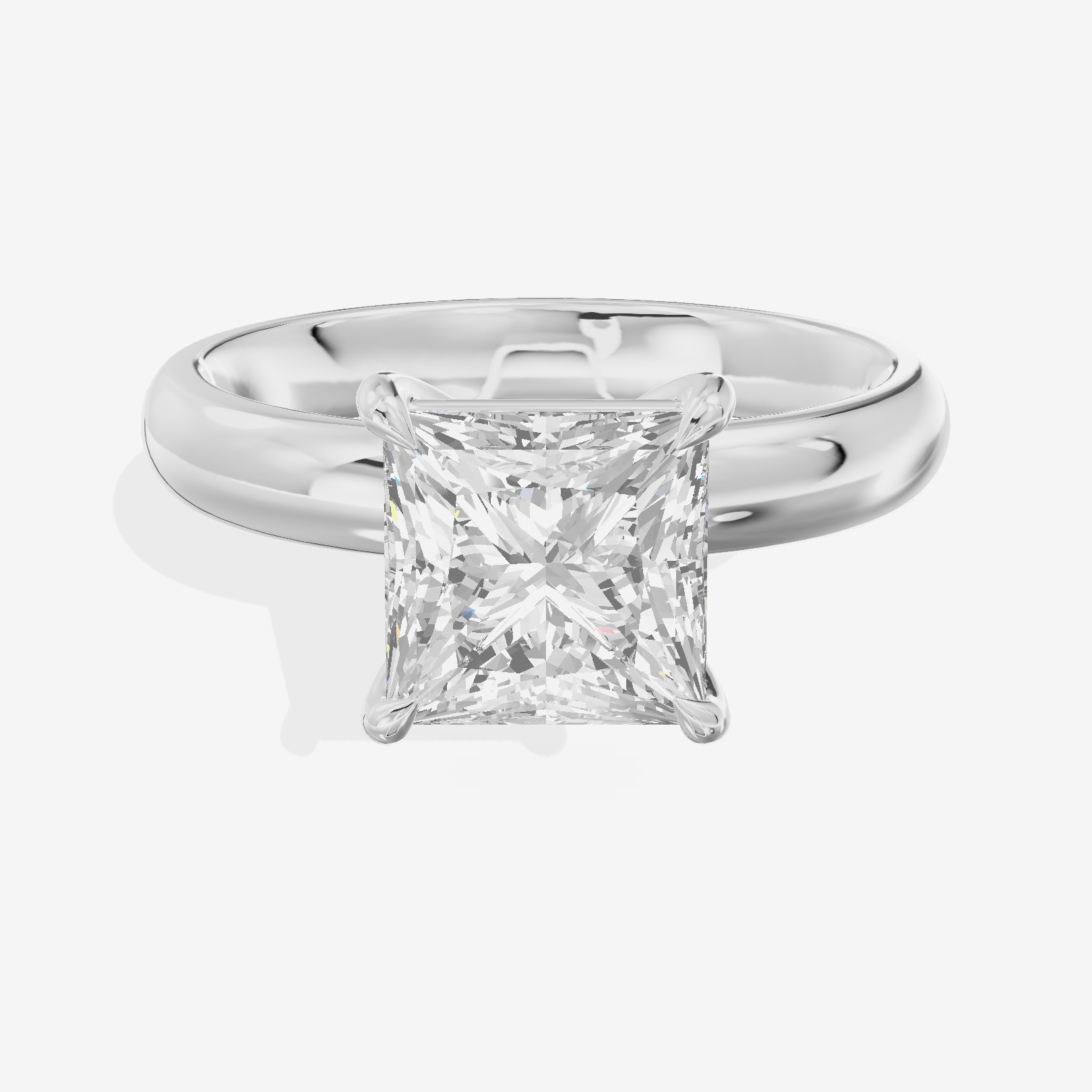 Whisper 3mm Princess Solitaire Engagement Ring in 18K White Gold