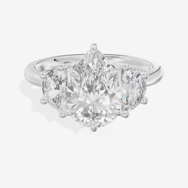 Vintage Sincere Three Stone Pear Engagement Ring (1/2 ct. tw.) in Platinum