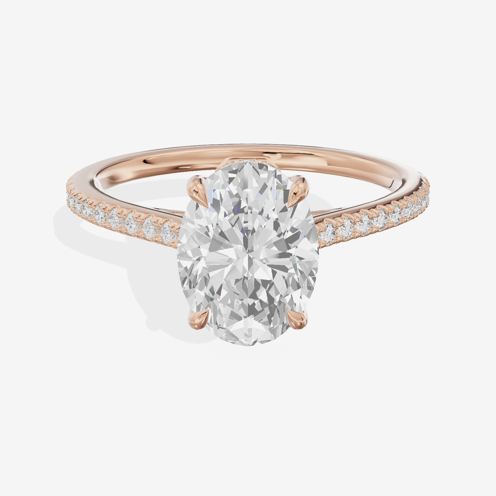 Luxe Aimora Oval Engagement Ring with Side Stones (1/4 ct. tw.) in 18K Rose Gold
