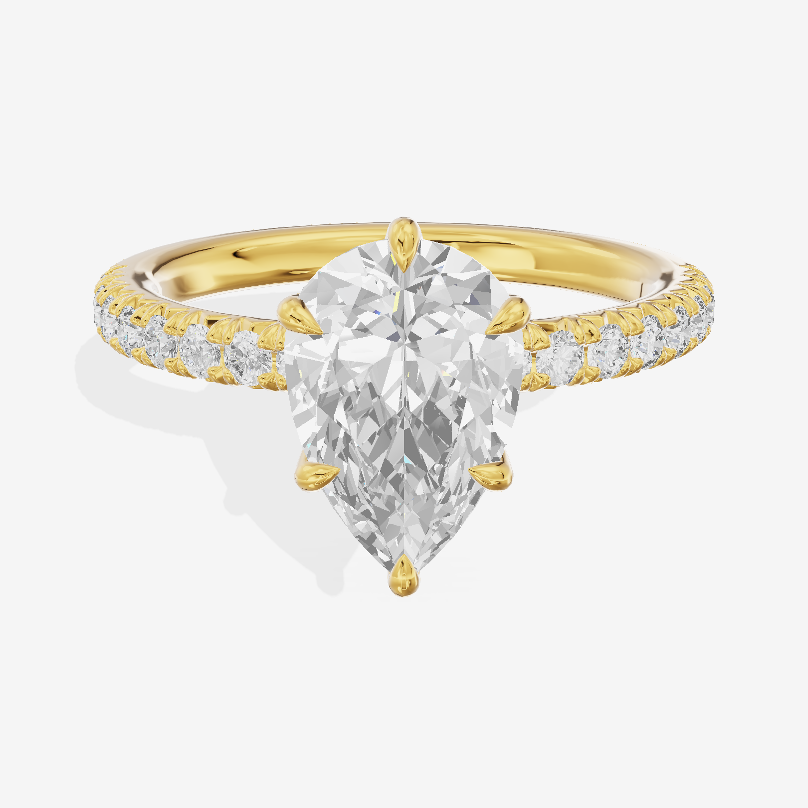 Bowed Whisper Pear Engagement Ring with Side Stones (1/4 ct. tw.) in 14K Yellow Gold