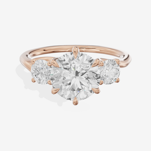 Luxe Vowsae Three Stone Round Engagement Ring (1/2 ct. tw.) in 18K Rose Gold