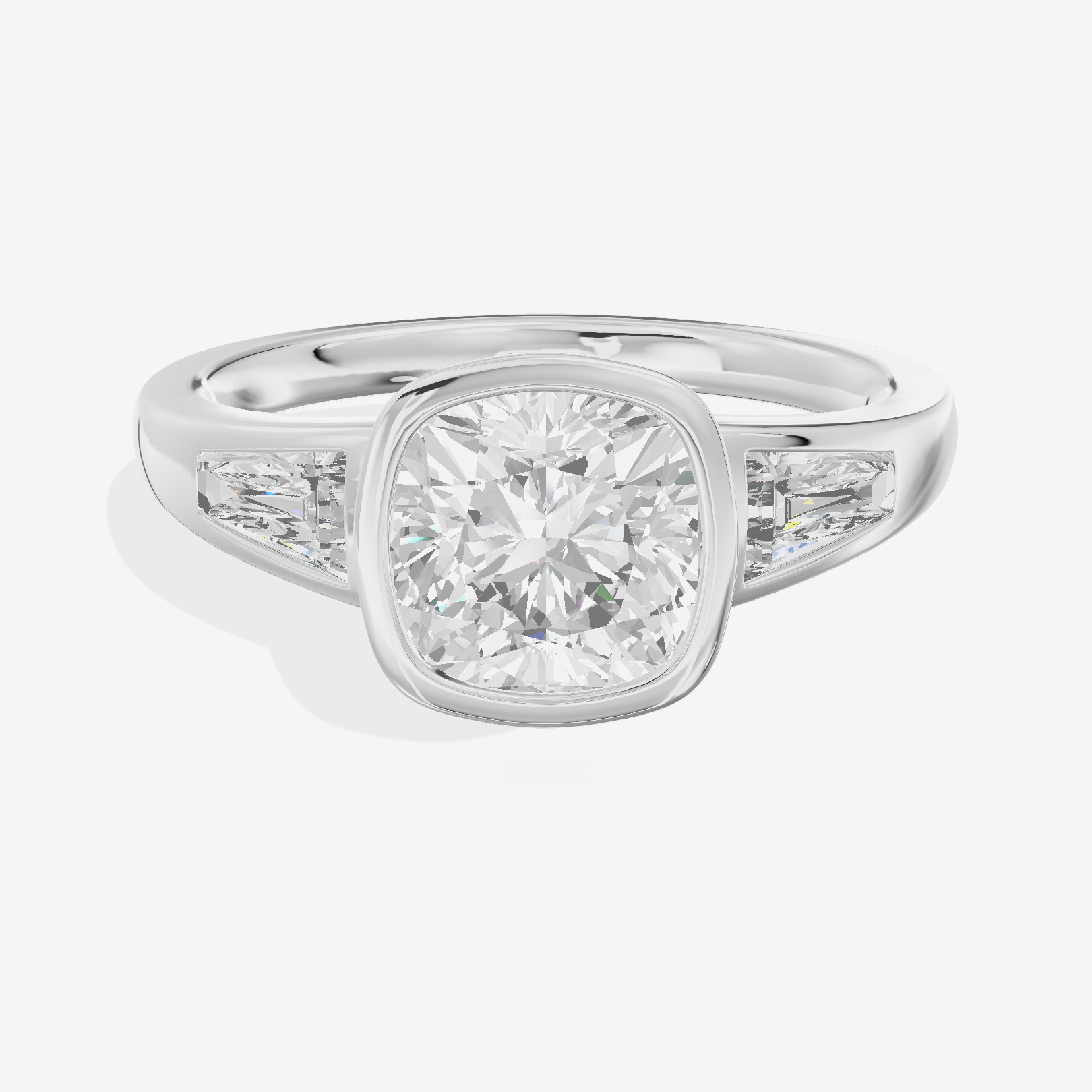 Modern Triade Cushion Three Stone Engagement Ring (1/2 ct. tw.) in Platinum