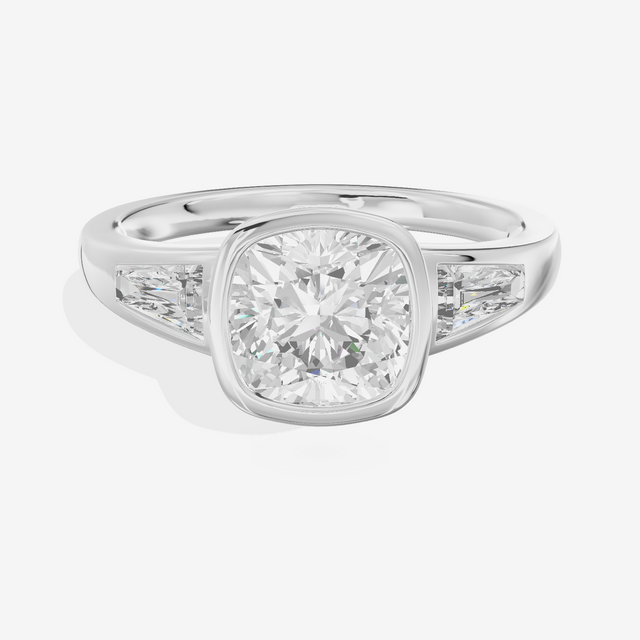 Modern Triade Cushion Three Stone Engagement Ring (1/2 ct. tw.) in Platinum
