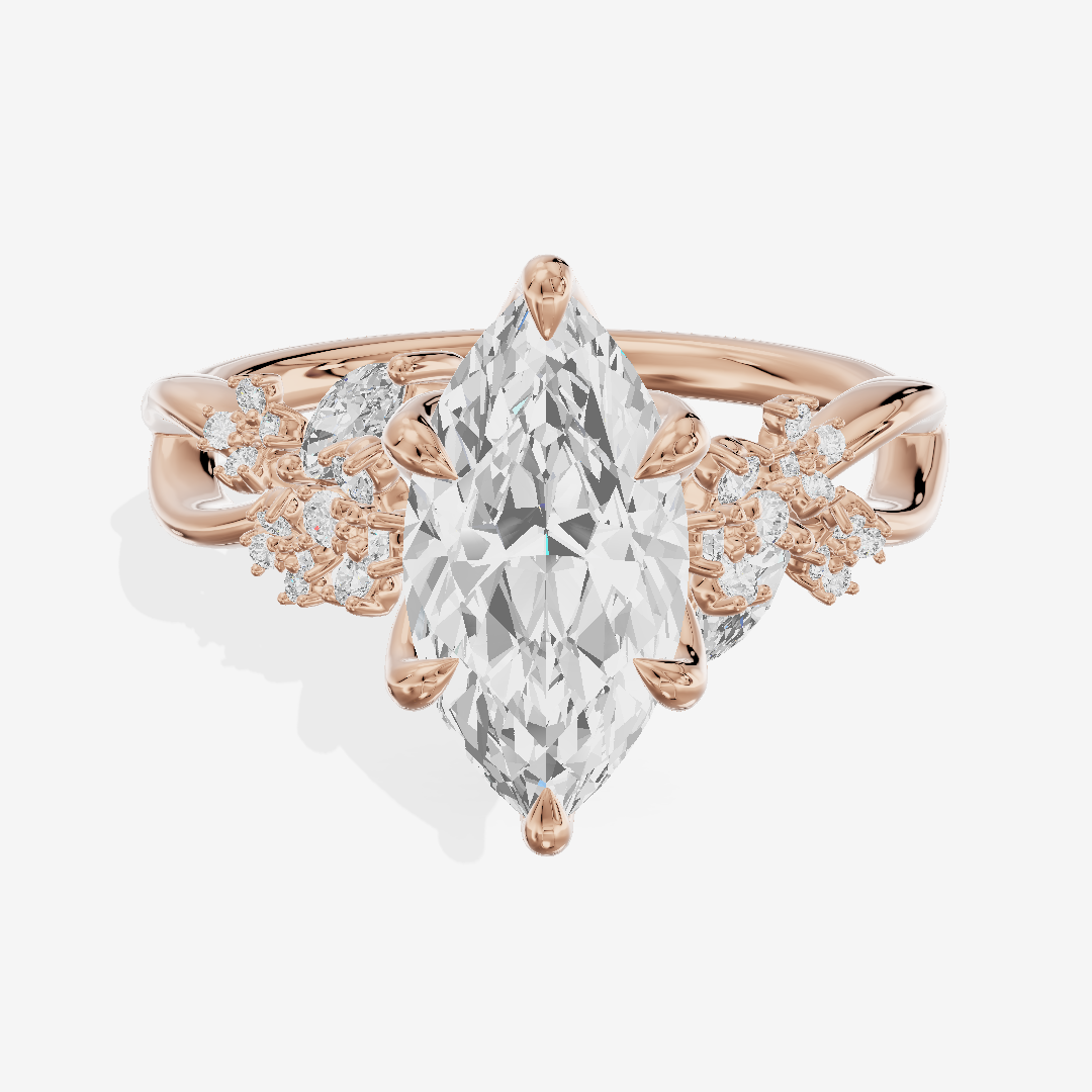 Classic Lightwoven Marquise Engagement Ring with Side Stones (1/4 ct. tw.) in 18K Rose Gold