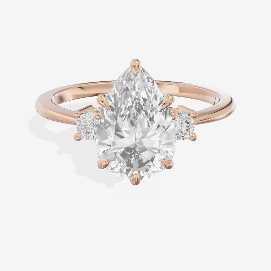 Eternal Aimora Pear Three Stone Engagement Ring (1/10 ct. tw.) in 18K Rose Gold
