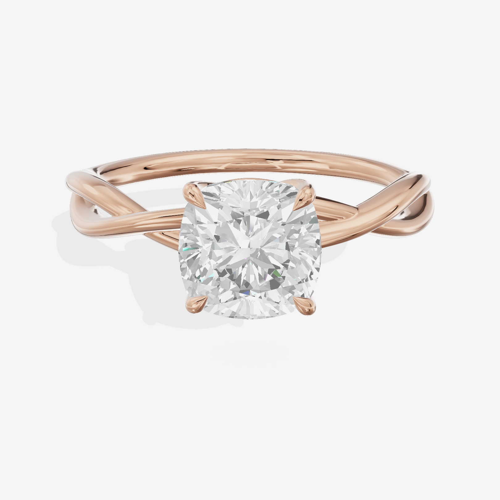 Twined Sincere Cushion Twisted Engagement Ring in 18K Rose Gold
