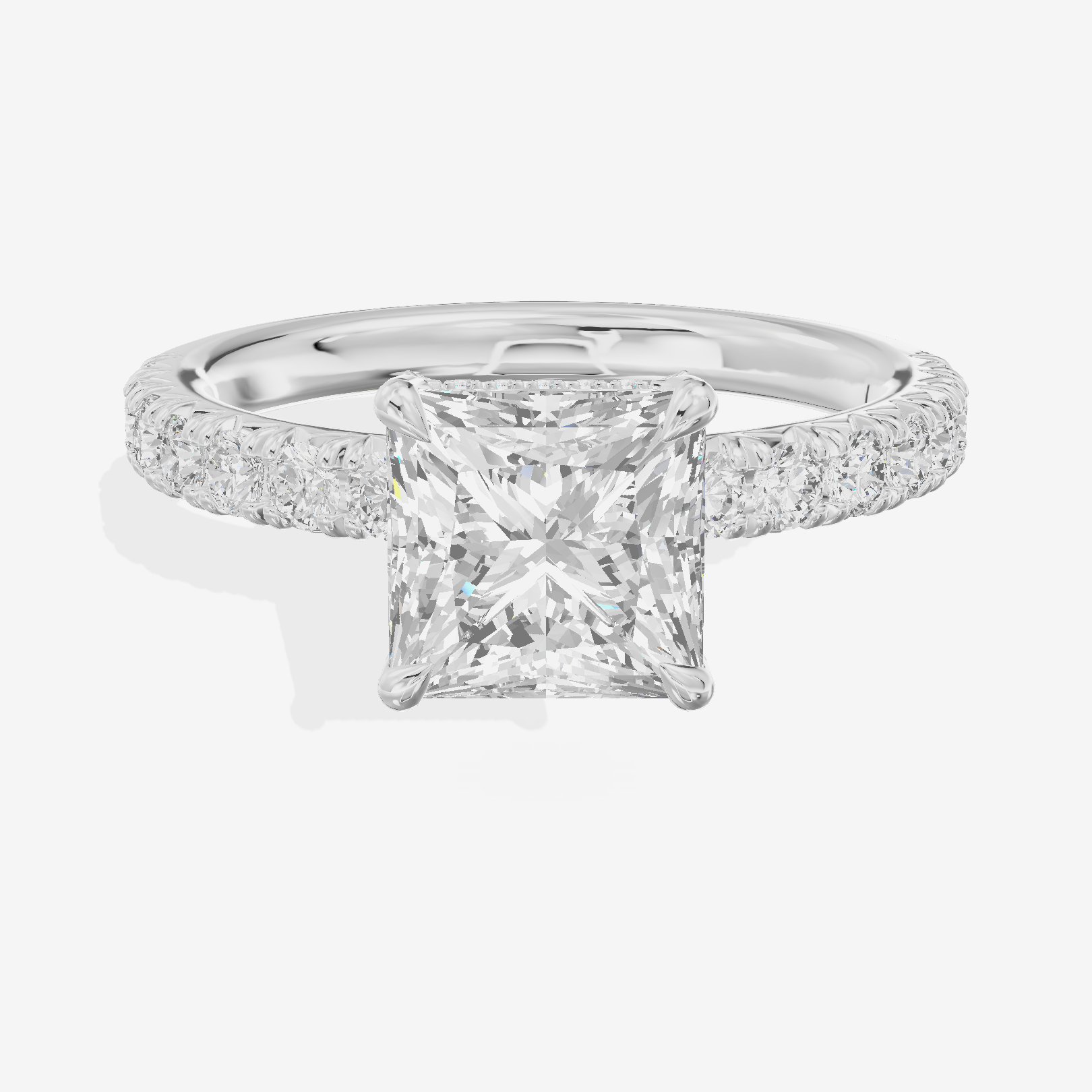Twined Maia Princess Engagement Ring with Side Stones (1/2 ct. tw.) in Platinum