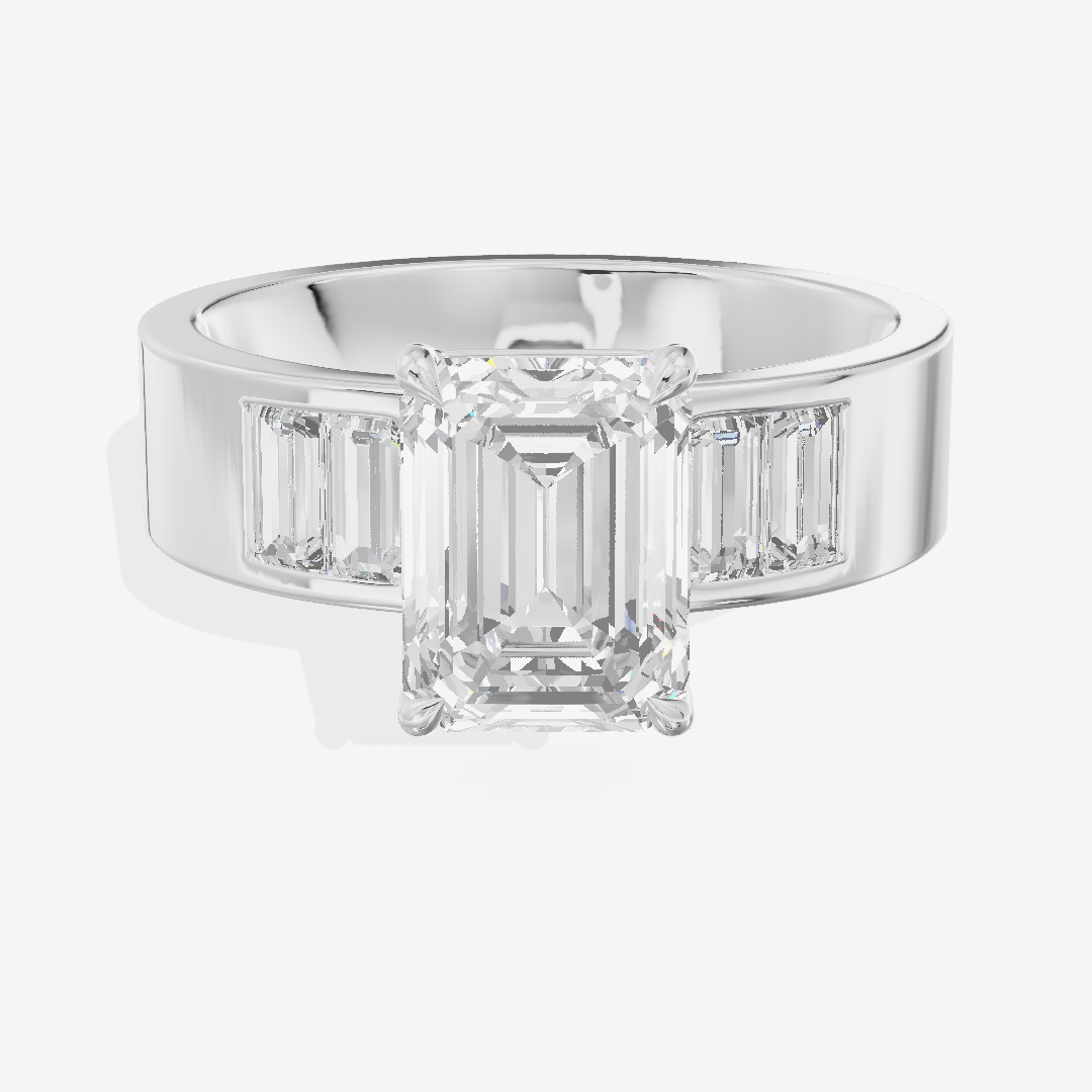 Grand Sincere Emerald Engagement Ring with Side Stones (3/5 ct. tw.) in Platinum