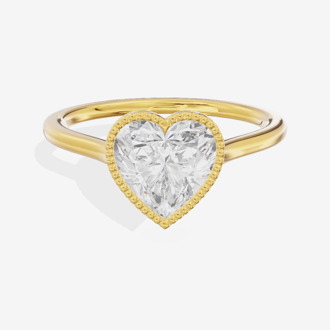 Modern Coeurine 1.5mm Heart Bezel Engagement Ring in 14K Yellow Gold