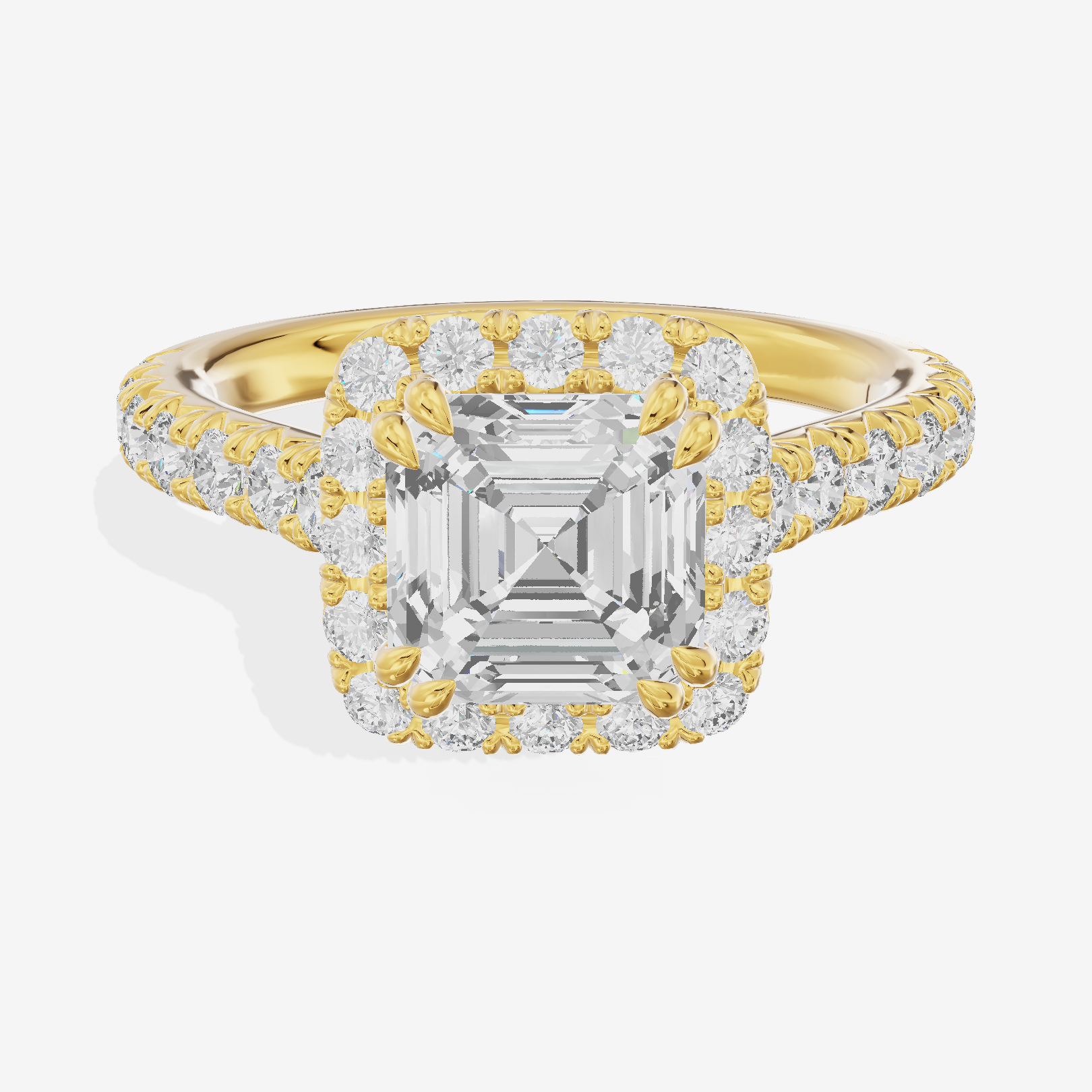 One of One Halo Asscher Engagement Ring (3/4 ct. tw.) in 18K Yellow Gold