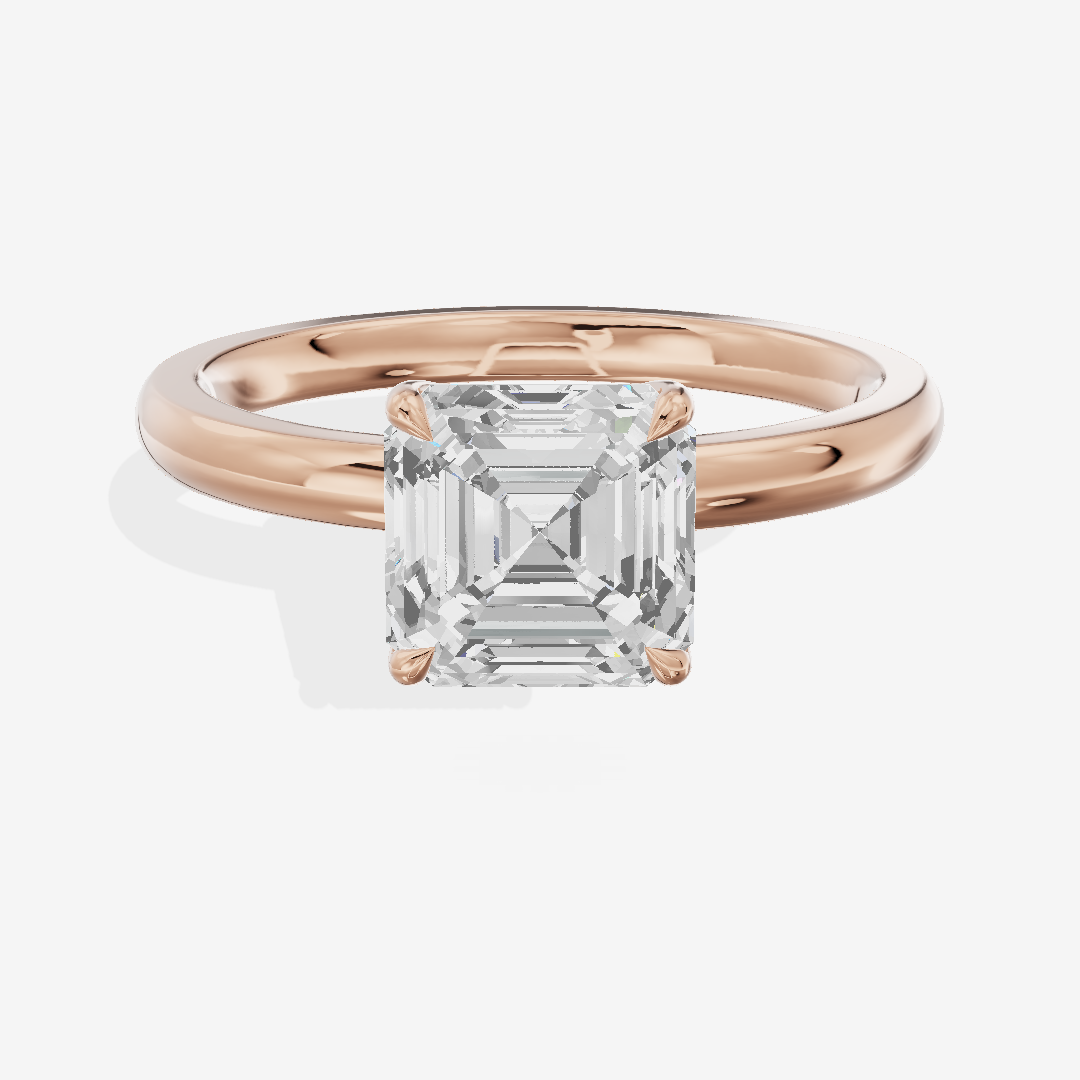 Petite Tender 2mm Asscher Solitaire Engagement Ring in 18K Rose Gold