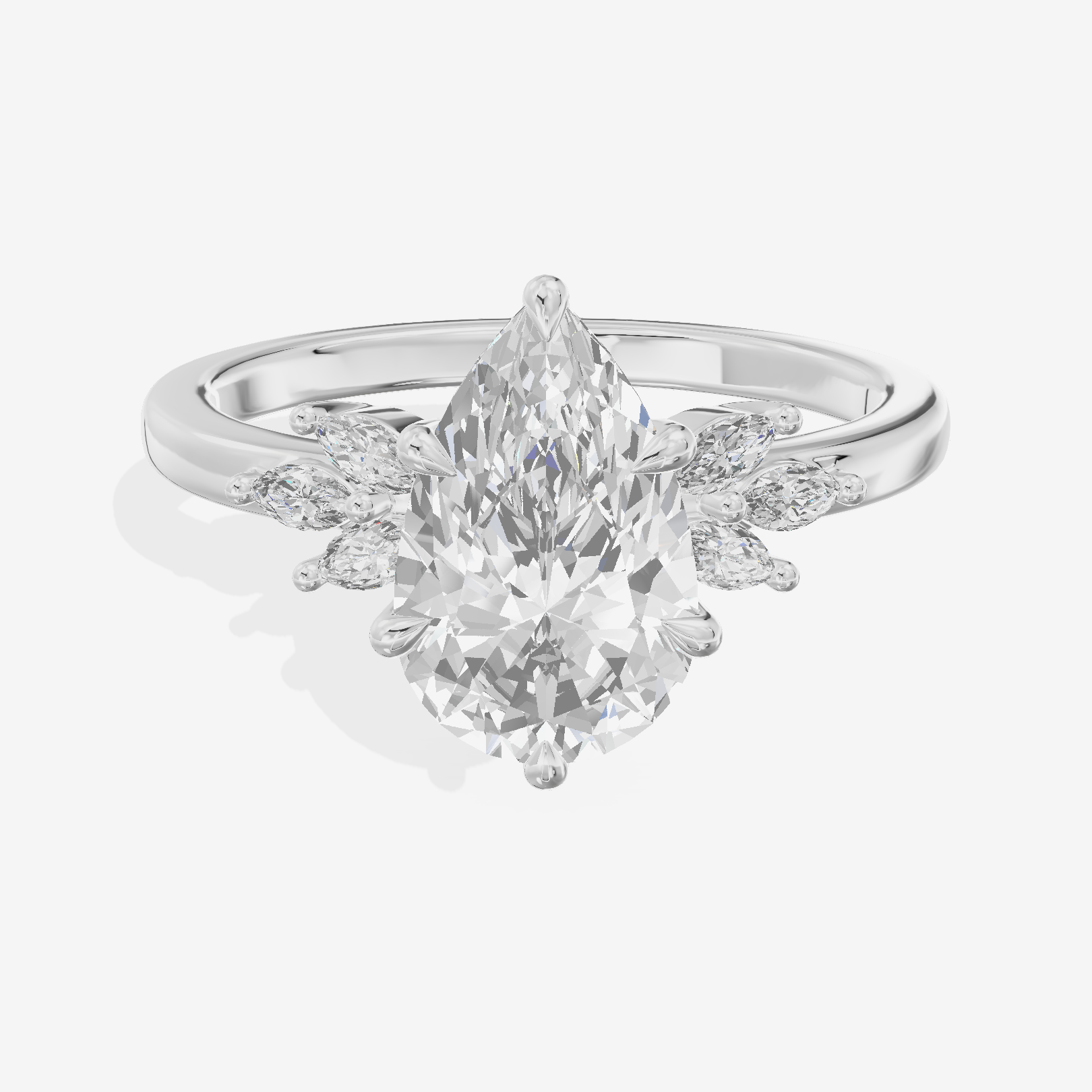 Modern Halcyon Pear Engraved Engagement Ring (1/5 ct. tw.) in Platinum