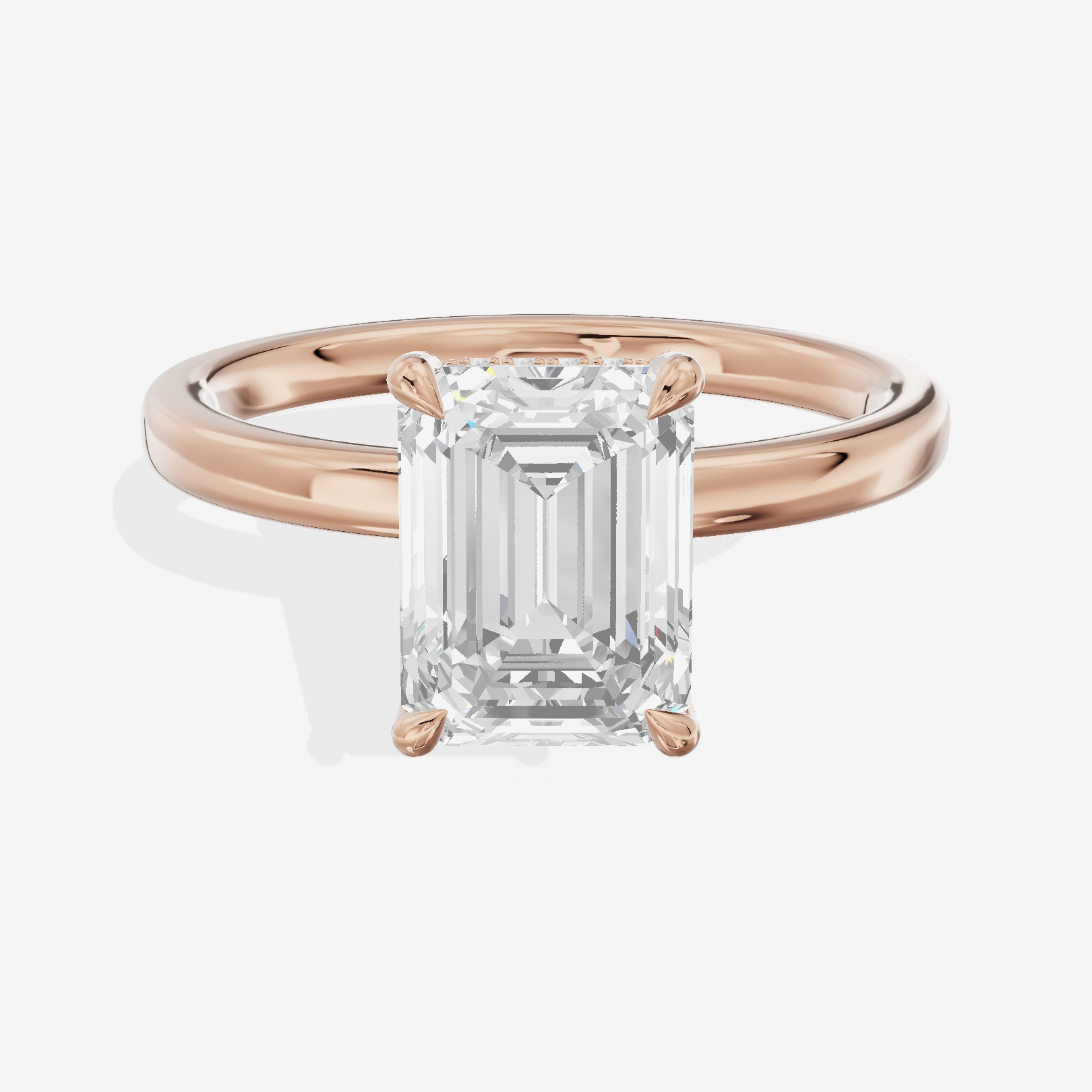 Whispered Halcyon Emerald Engagement Ring with Side Stones (1/6 ct. tw.) in 18K Rose Gold
