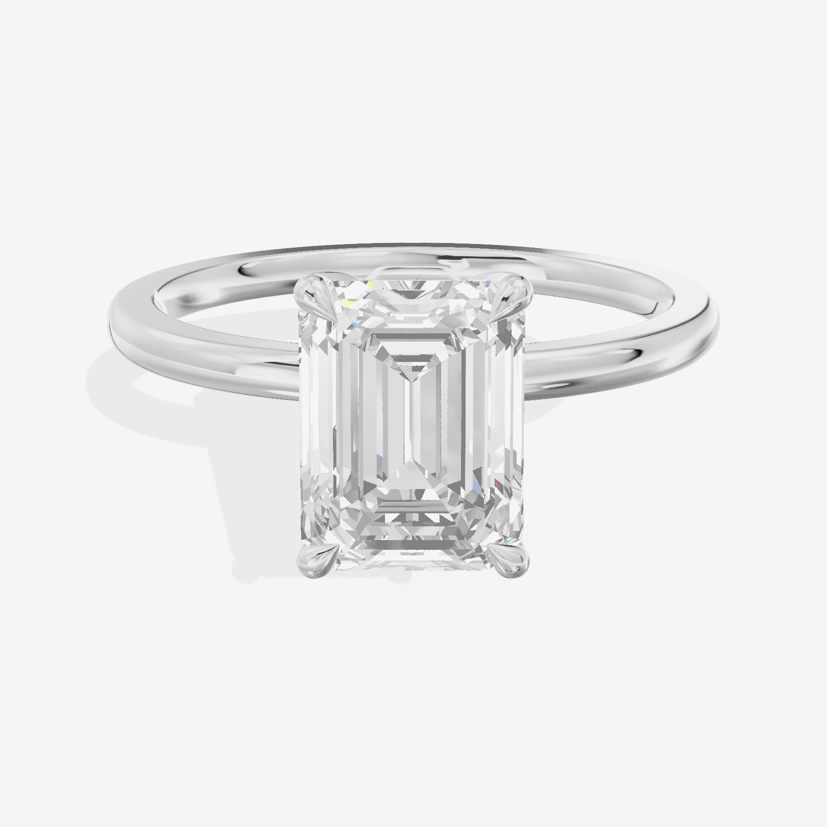 Whispered Vowsae Emerald Engagement Ring with Side Stones (1/15 ct. tw.) in 14K White Gold