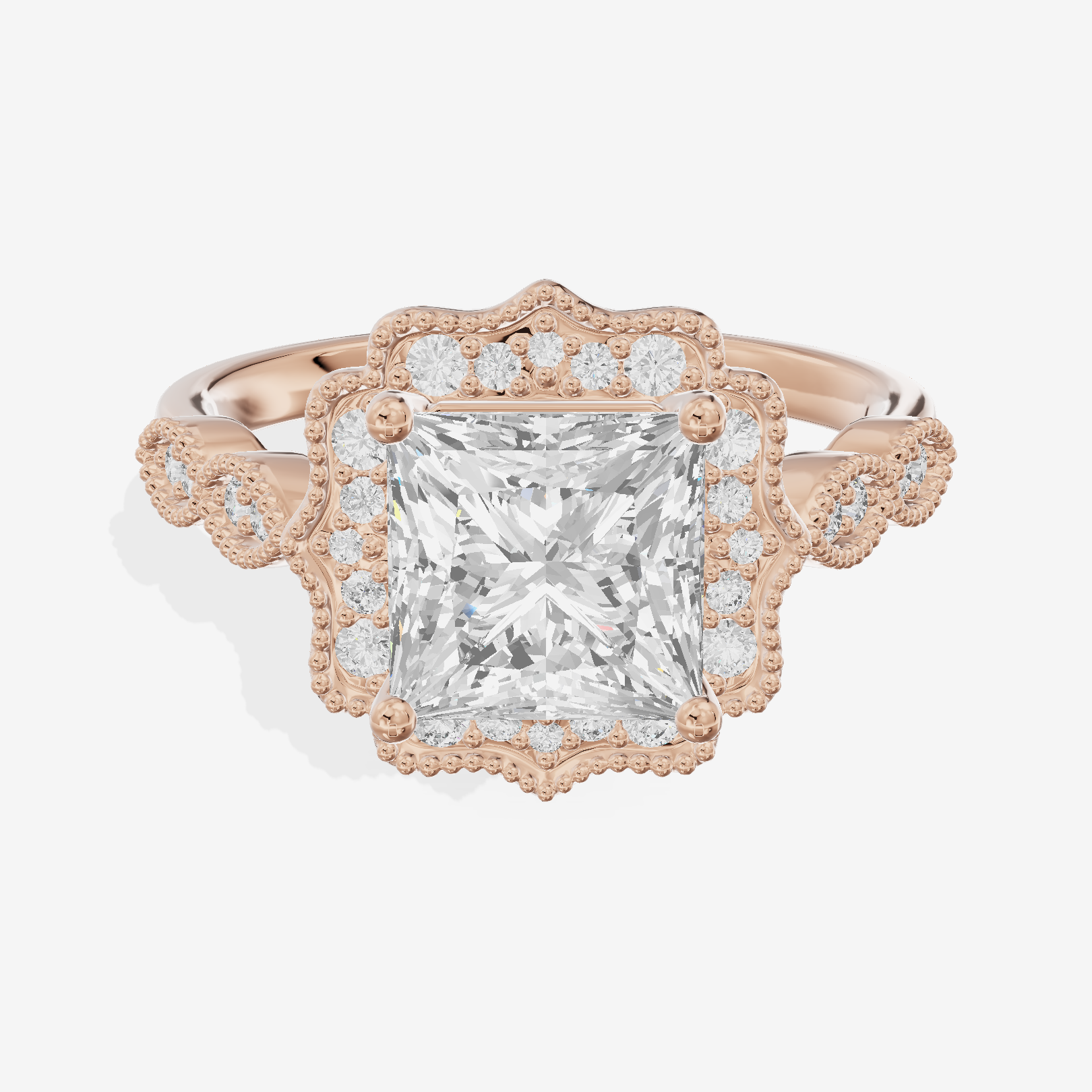 Belovae Halo Princess Engagement Ring (1/5 ct. tw.) in 18K Rose Gold