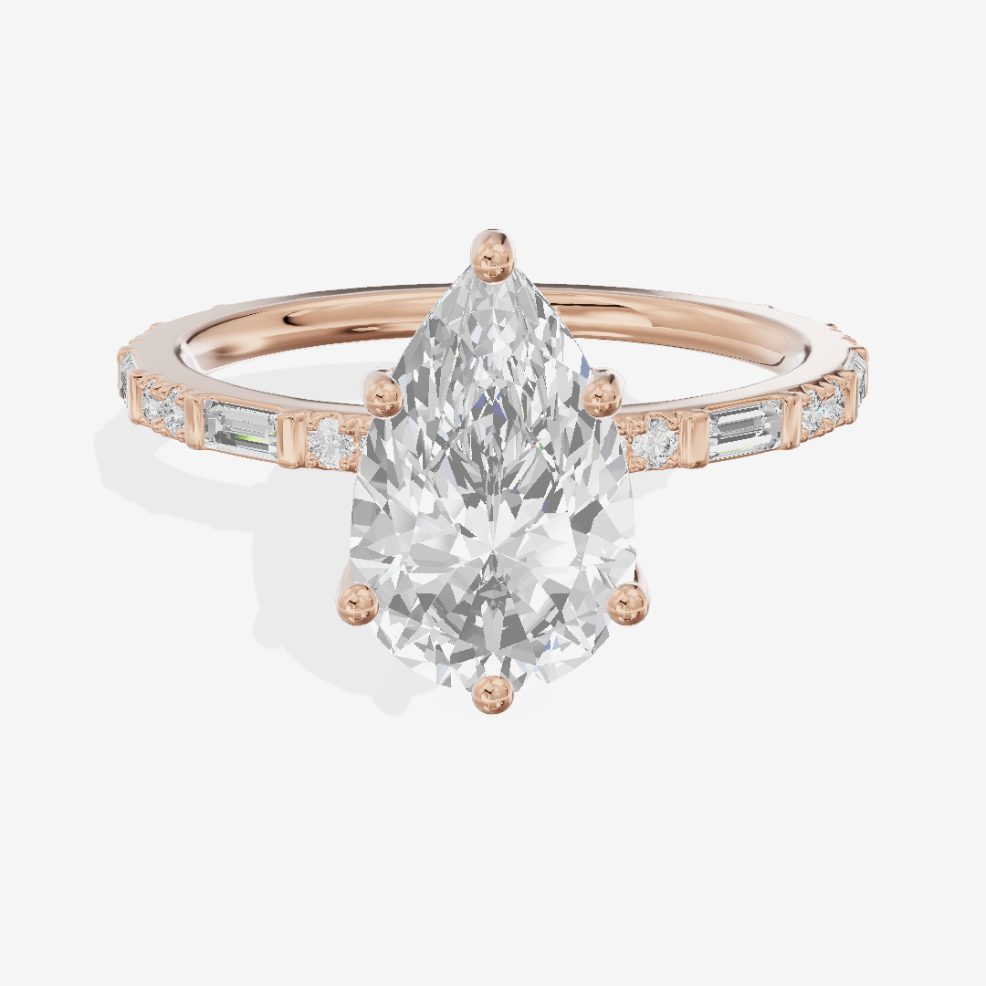 Twine Cathedral 1.8mm Pear Solitaire Engagement Ring (1/2 ct. tw.) in 18K Rose Gold