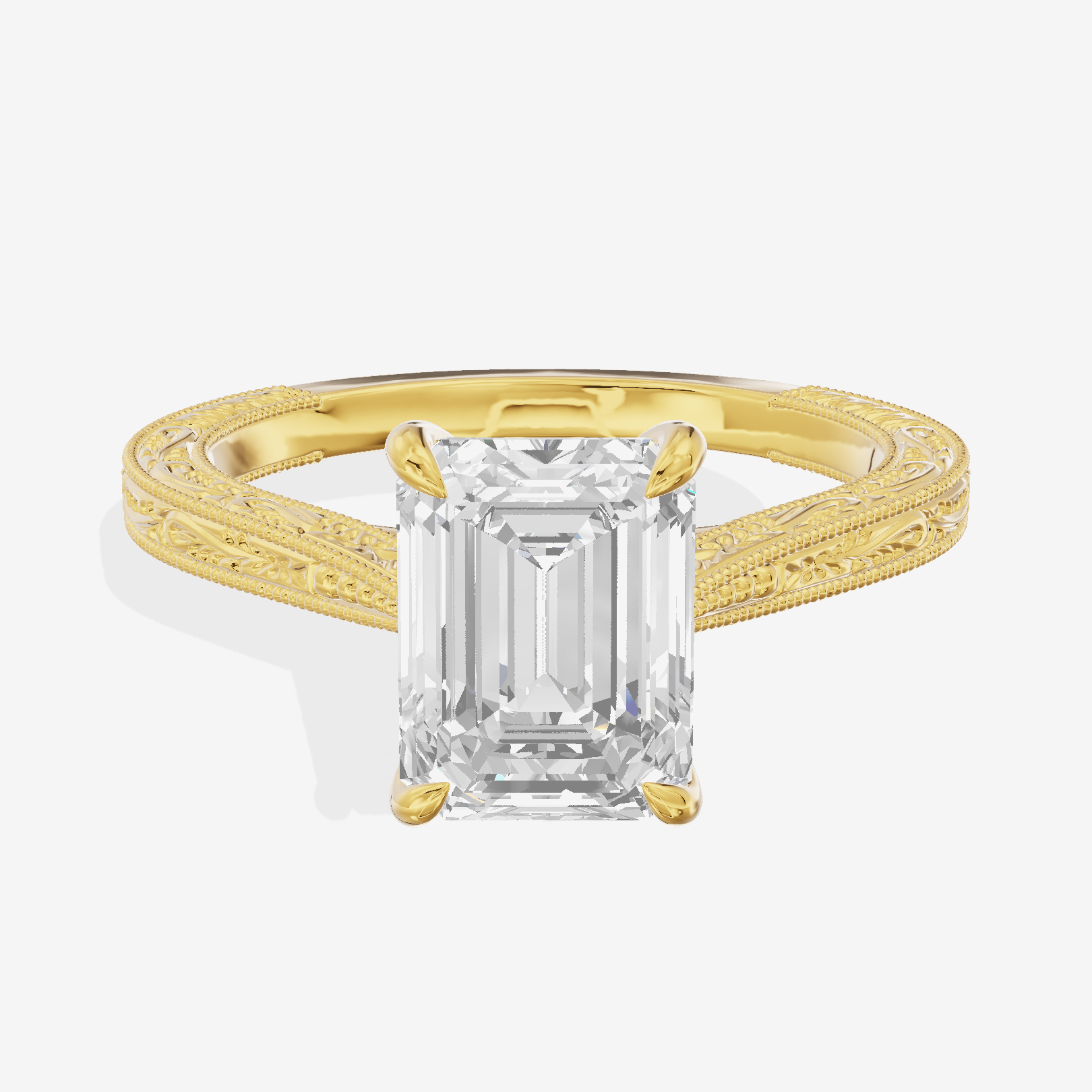 Vintage Vowsae Emerald Engagement Ring in 18K Yellow Gold