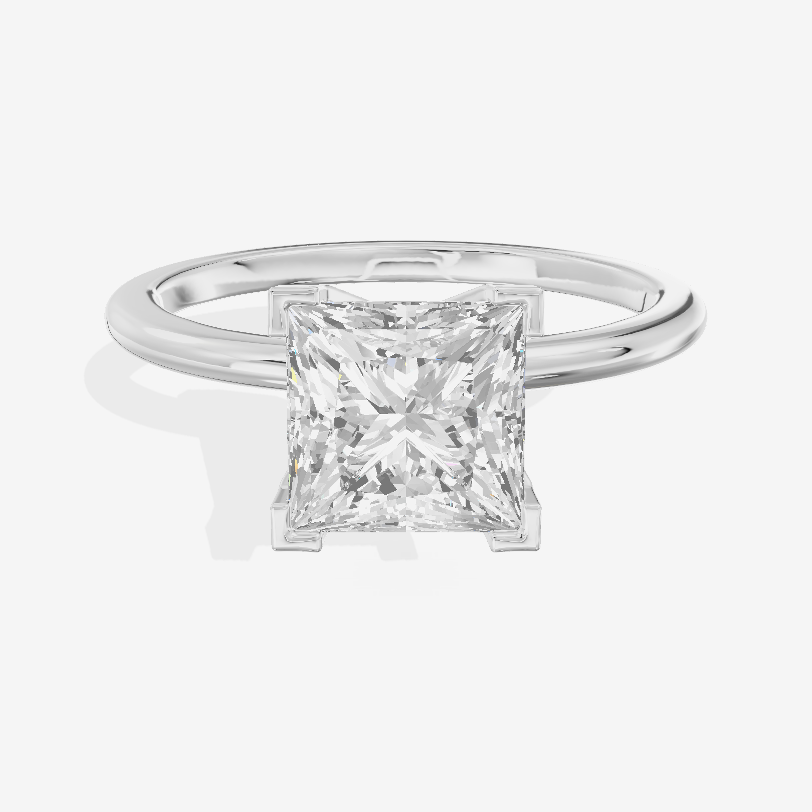 Coeurine 1.5mm Princess Comfort Fit Engagement Ring in 18K White Gold