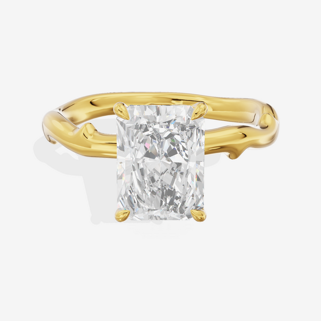 Vowsae Cathedral 2.2mm Radiant Solitaire Engagement Ring in 18K Yellow Gold