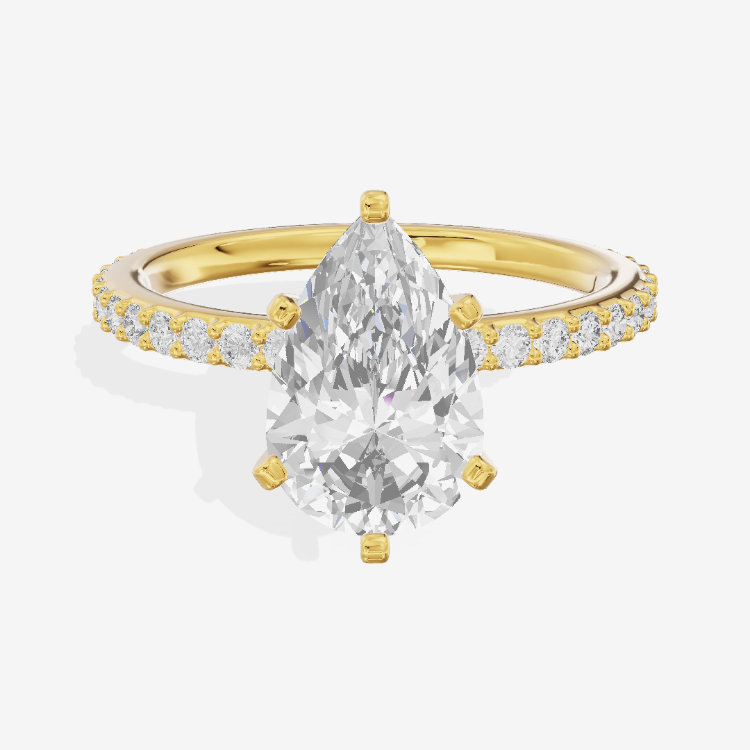 Petite Trellise Pear Engagement Ring with Side Stones (1/3 ct. tw.) in 14K Yellow Gold