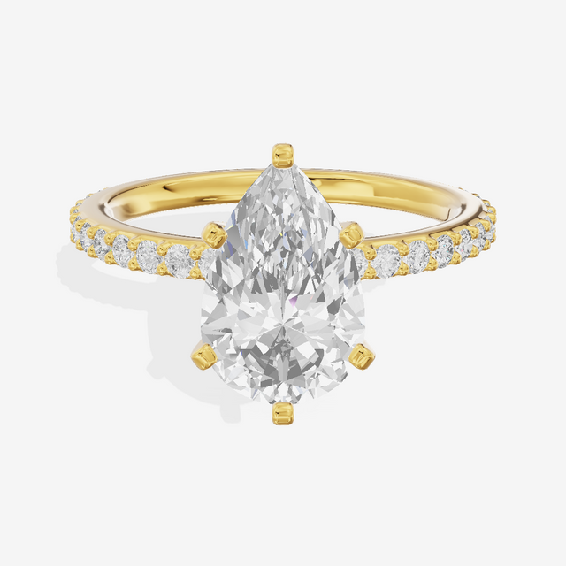 Petite Trellise Pear Engagement Ring with Side Stones (1/3 ct. tw.) in 14K Yellow Gold