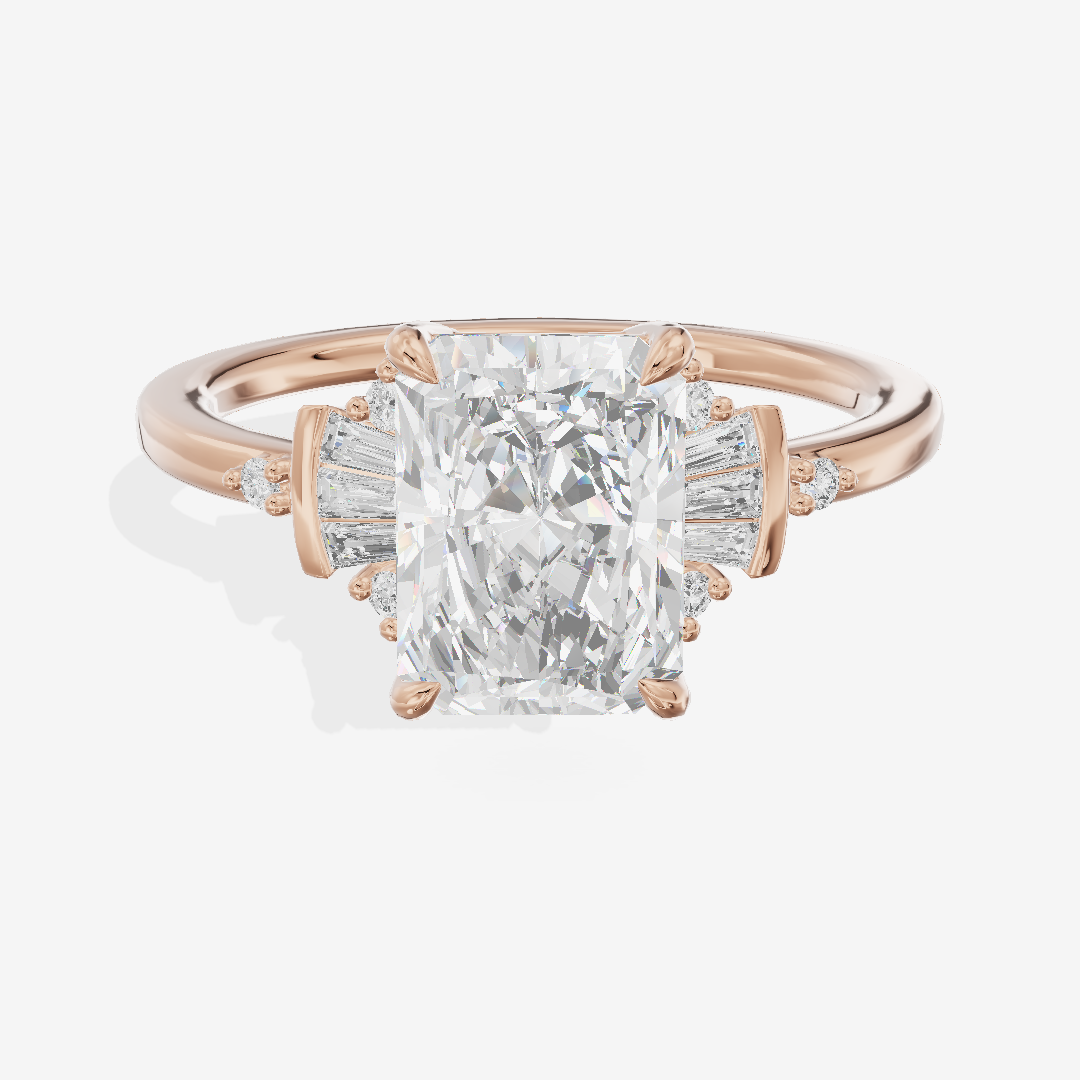 Lightwoven Pavé Radiant Engagement Ring with Side Stones (1/8 ct. tw.) in 14K Rose Gold