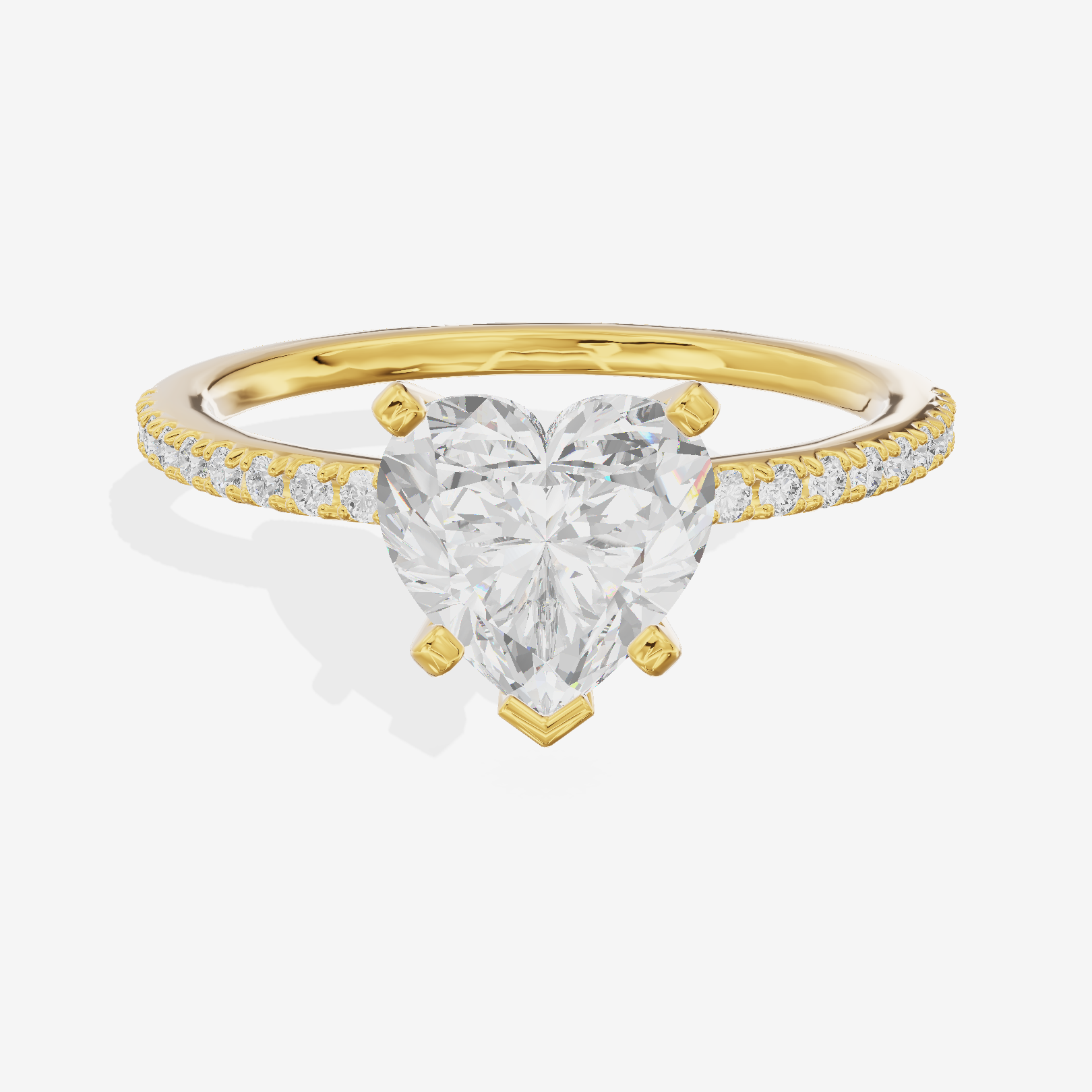 Grand Mayrelle Heart Engagement Ring with Side Stones (1/8 ct. tw.) in 14K Yellow Gold