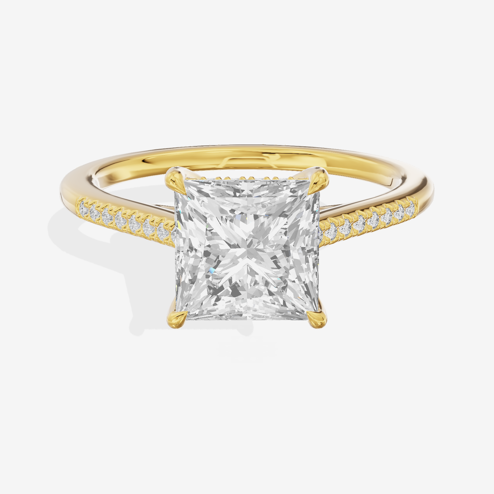 Grand Whisper Princess Engagement Ring with Side Stones (1/6 ct. tw.) in 14K Yellow Gold