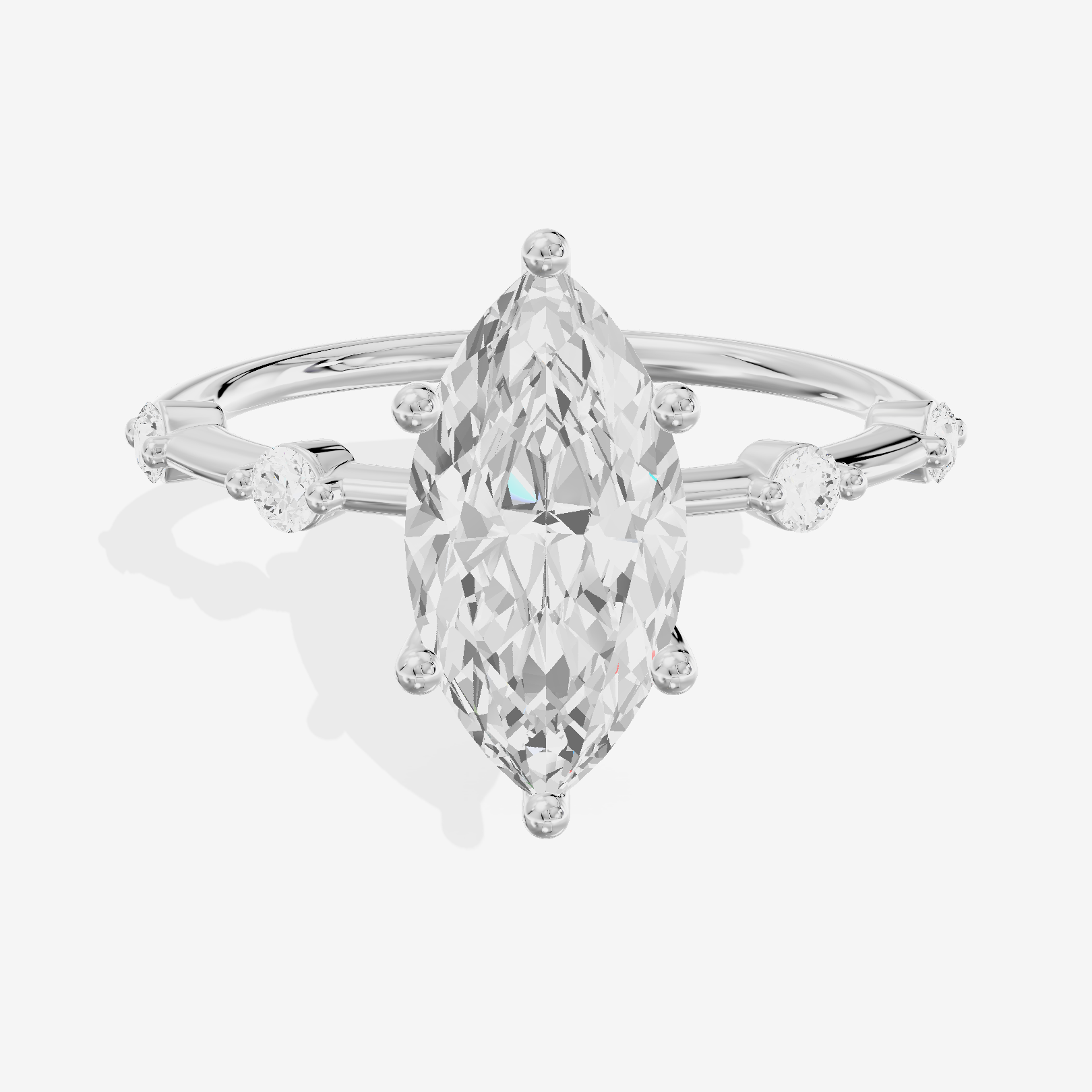 Grand Trueheart Marquise Engagement Ring with Side Stones (1/2 ct. tw.) in 18K White Gold