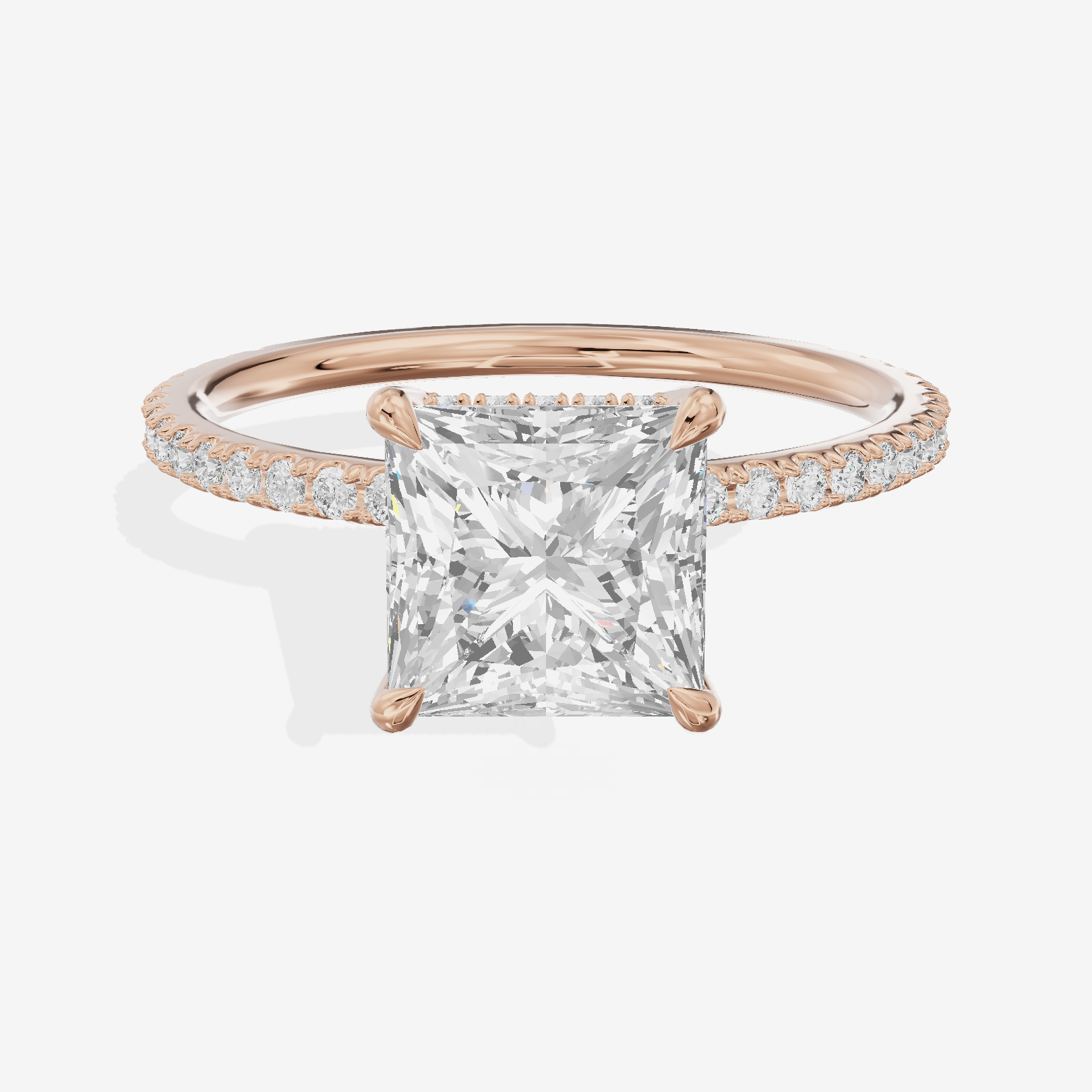 Promezza Pavé Princess Engagement Ring (1/4 ct. tw.) in 14K Rose Gold
