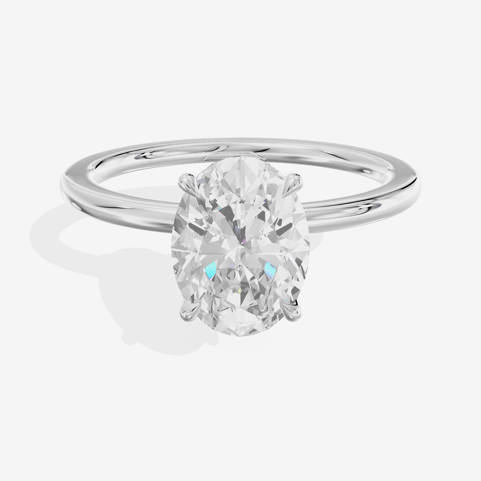 Charmae Ring 1.4mm Oval Solitaire Engagement Ring in 14K White Gold