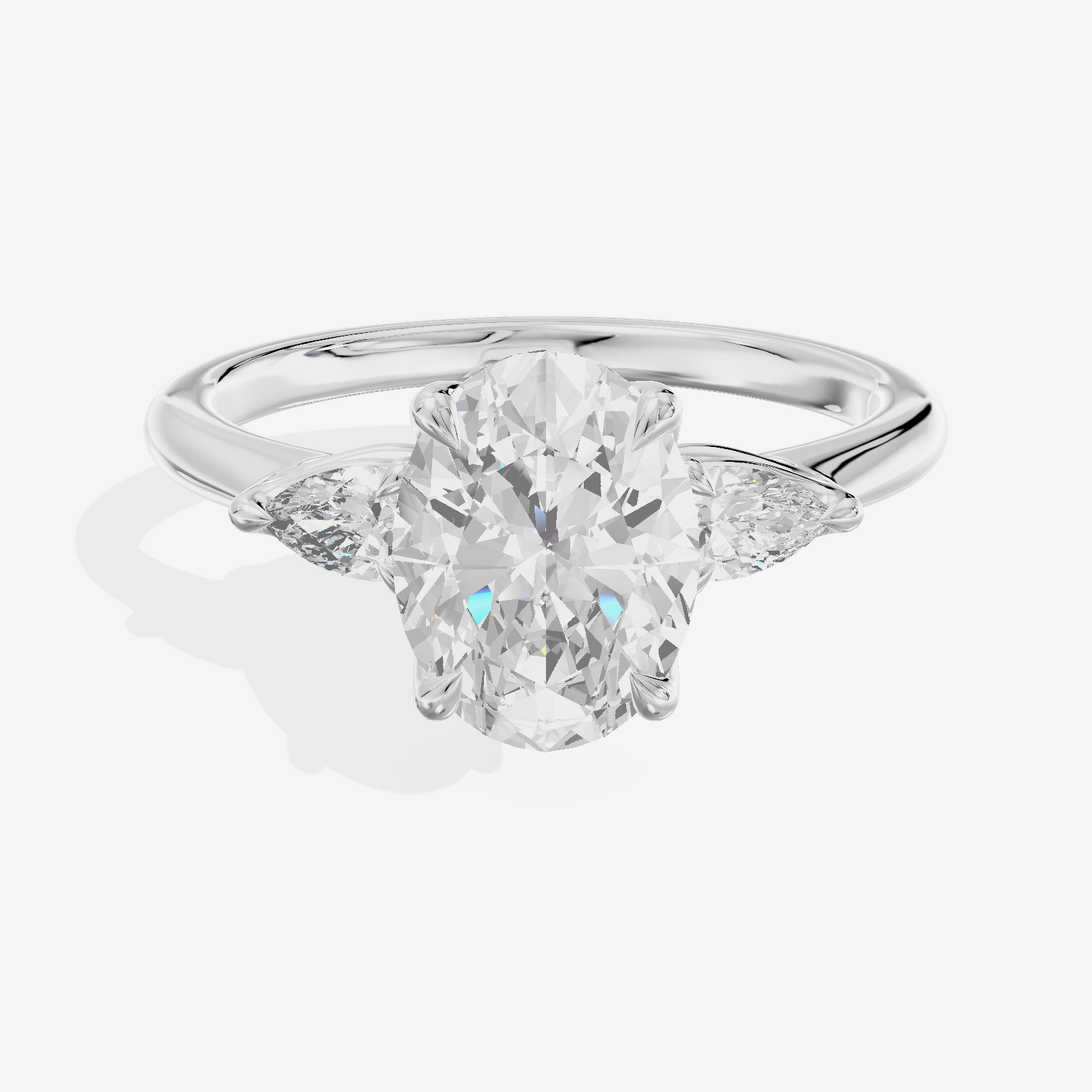 Vintage Coeurine Three Stone Oval Engagement Ring (1/2 ct. tw.) in 18K White Gold