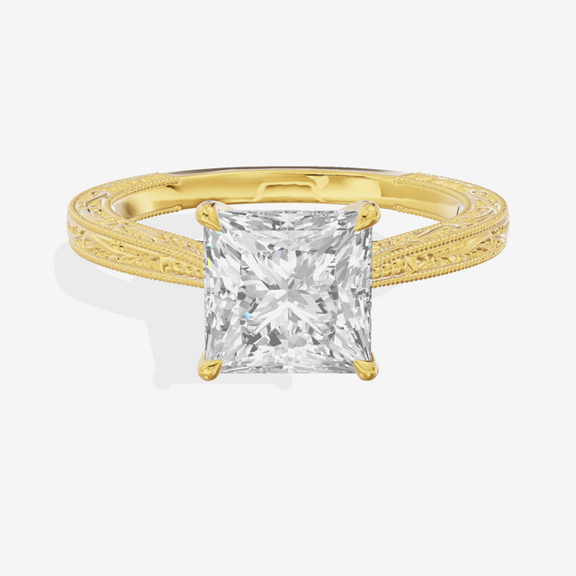 Vintage Vowsae Princess Engagement Ring in 14K Yellow Gold