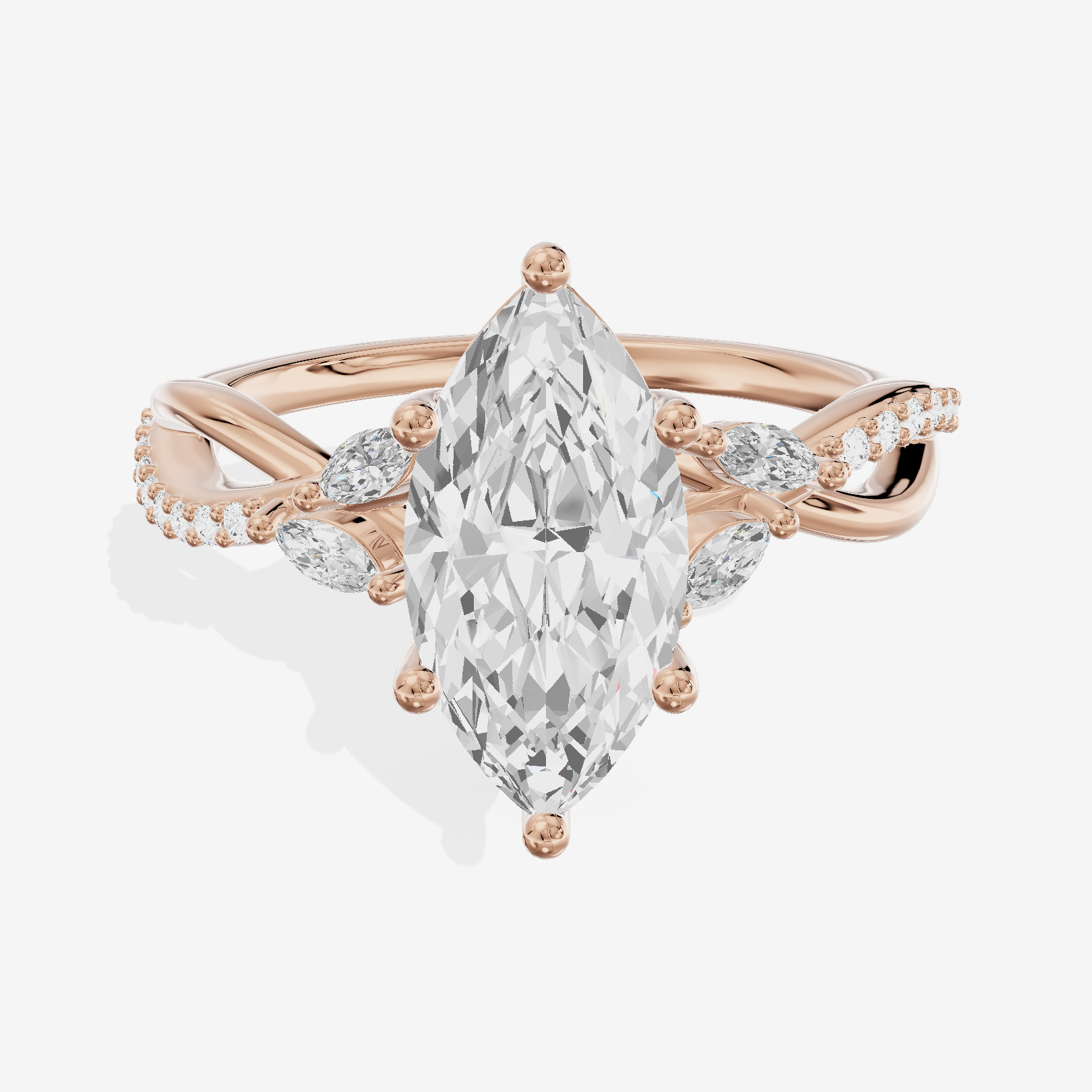 Petite Twine Marquise Twisted Engagement Ring (1/5 ct. tw.) in 14K Rose Gold