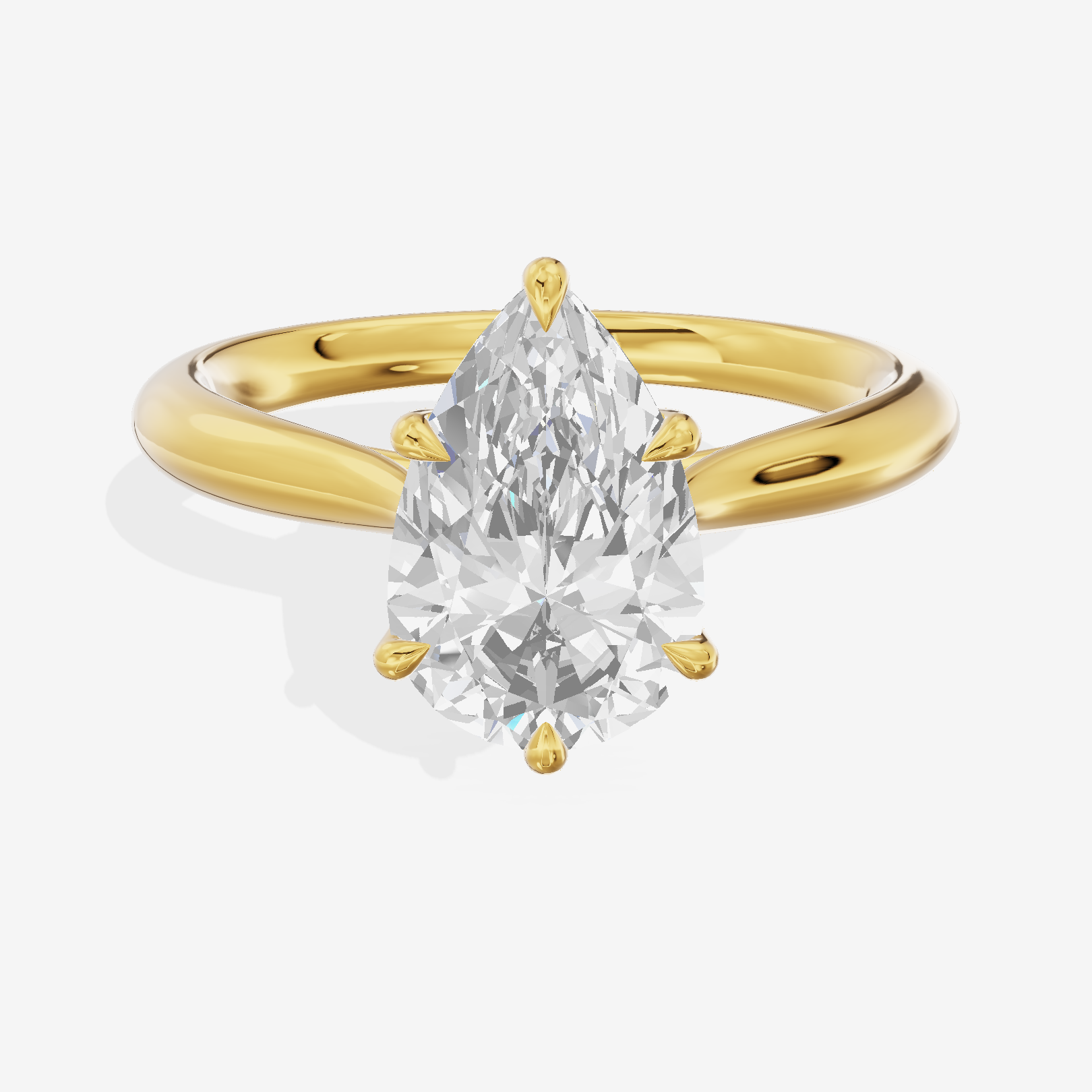 Crowned Halcyon 2.5mm Pear Six-Prong Engagement Ring in 18K Yellow Gold