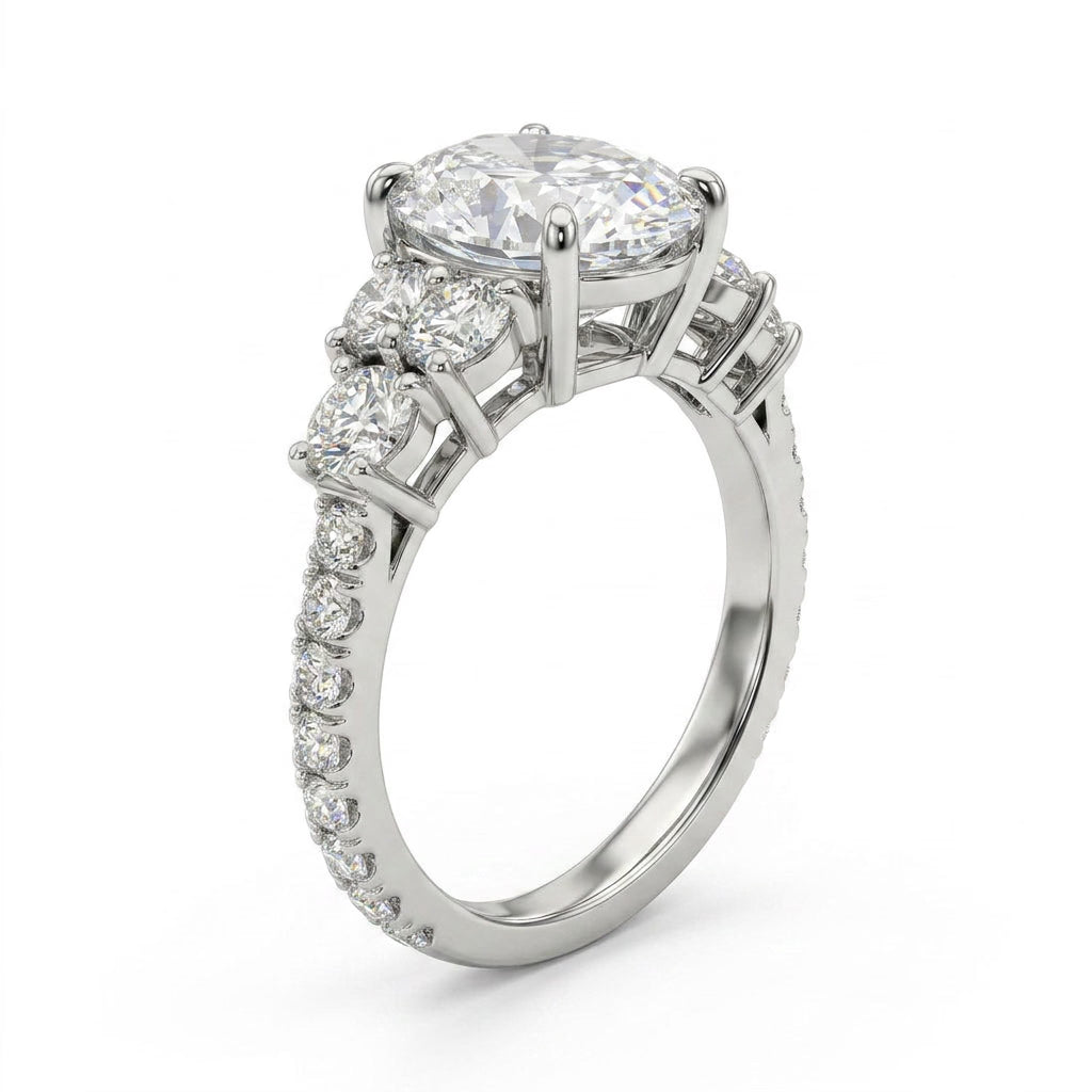 Solitaire Pavé Oval Engagement Ring (2.36 ct. tw.) in 18K White Gold