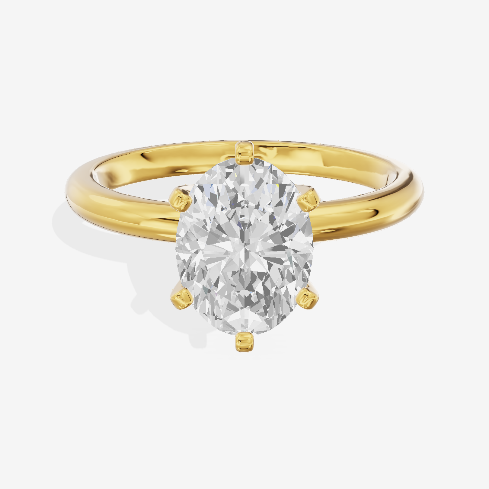 Classic Sincere 2mm Oval Six-Prong Engagement Ring in 18K Yellow Gold