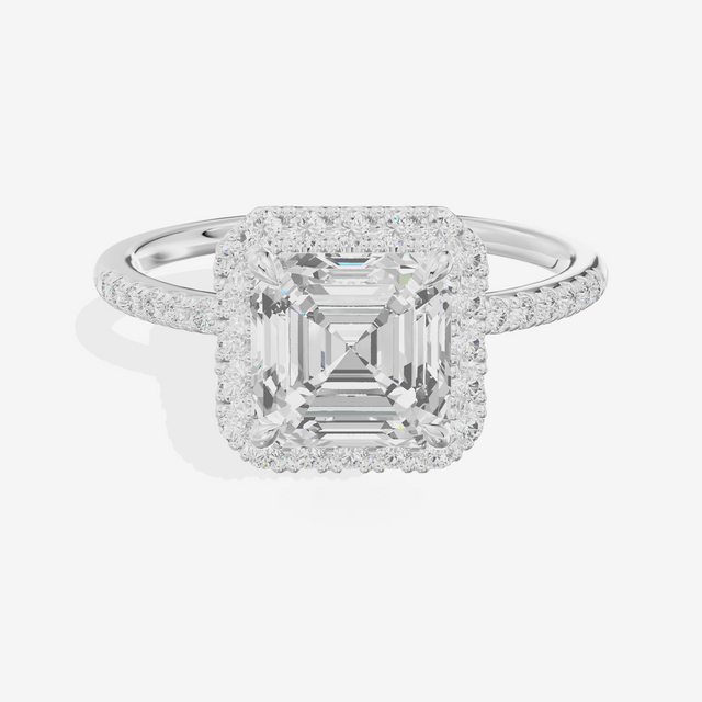 Vowsae Halo Asscher Engagement Ring (1/5 ct. tw.) in 14K White Gold