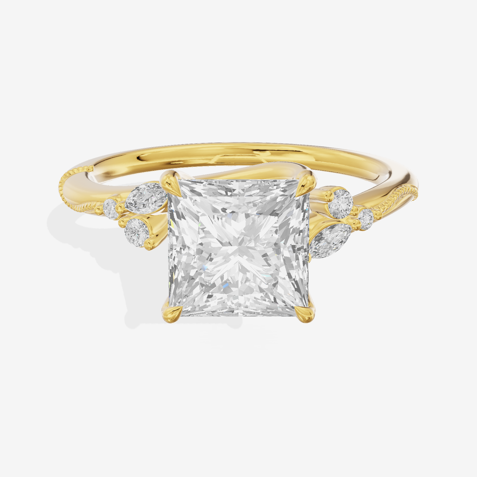 Vintage Lumera Princess Engagement Ring (1/10 ct. tw.) in 18K Yellow Gold
