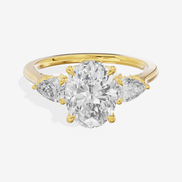 Modern Sincere Three Stone Oval Engagement Ring (1/2 ct. tw.) in 18K Yellow Gold