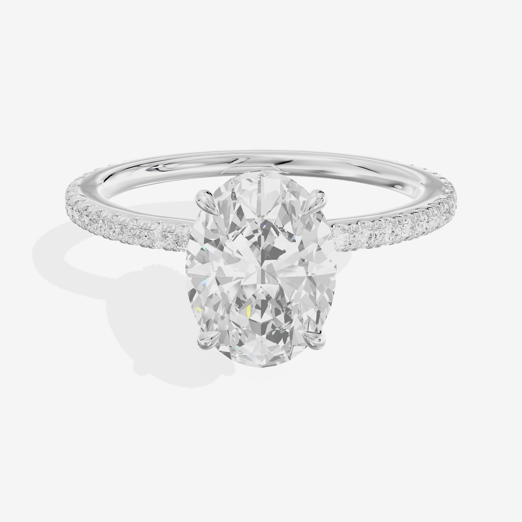 Tensare Oval Engagement Ring with Side Stones (1 ct. tw.) in 14K White Gold