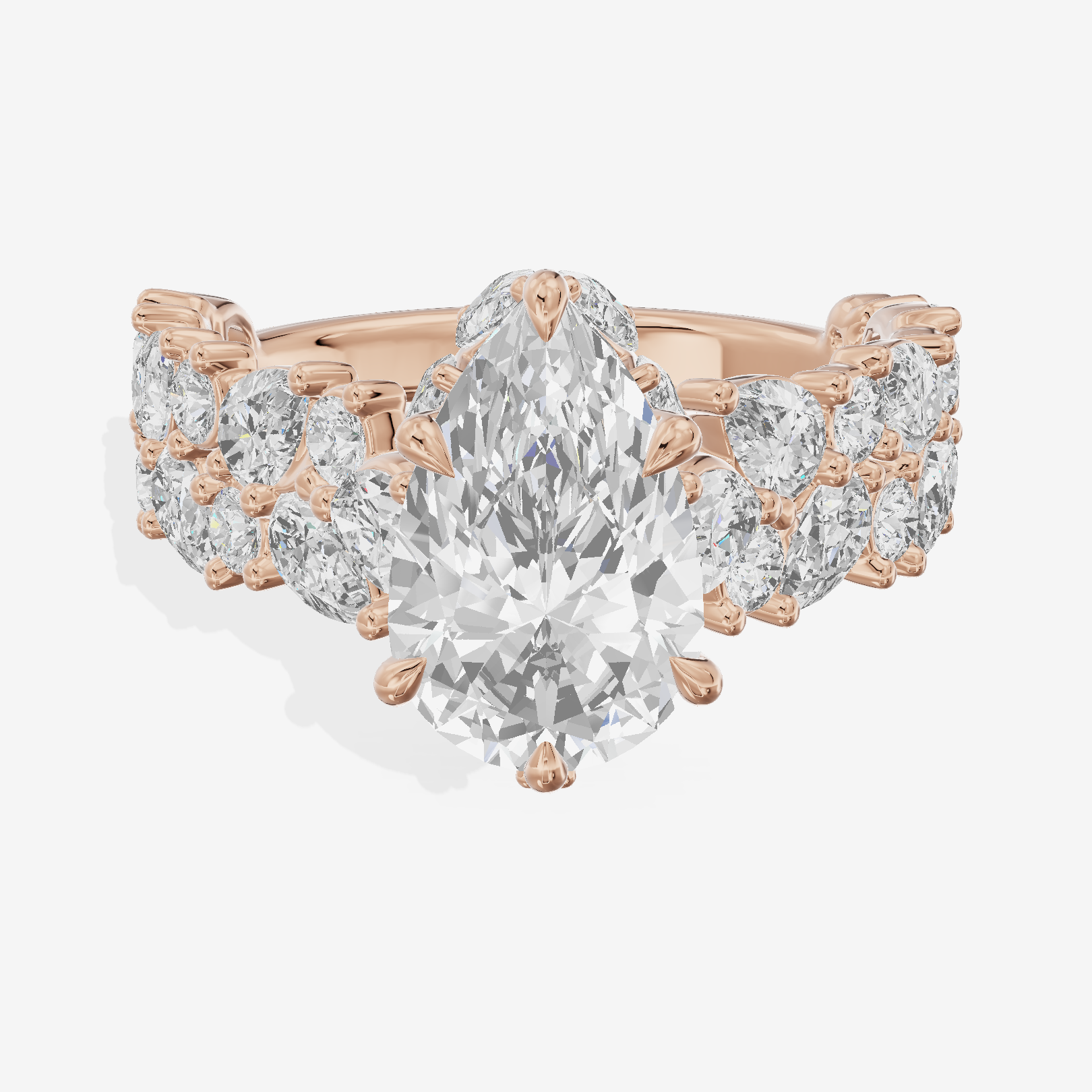 Grand Janevra Pear Engagement Ring with Side Stones (3/4 ct. tw.) in 18K Rose Gold