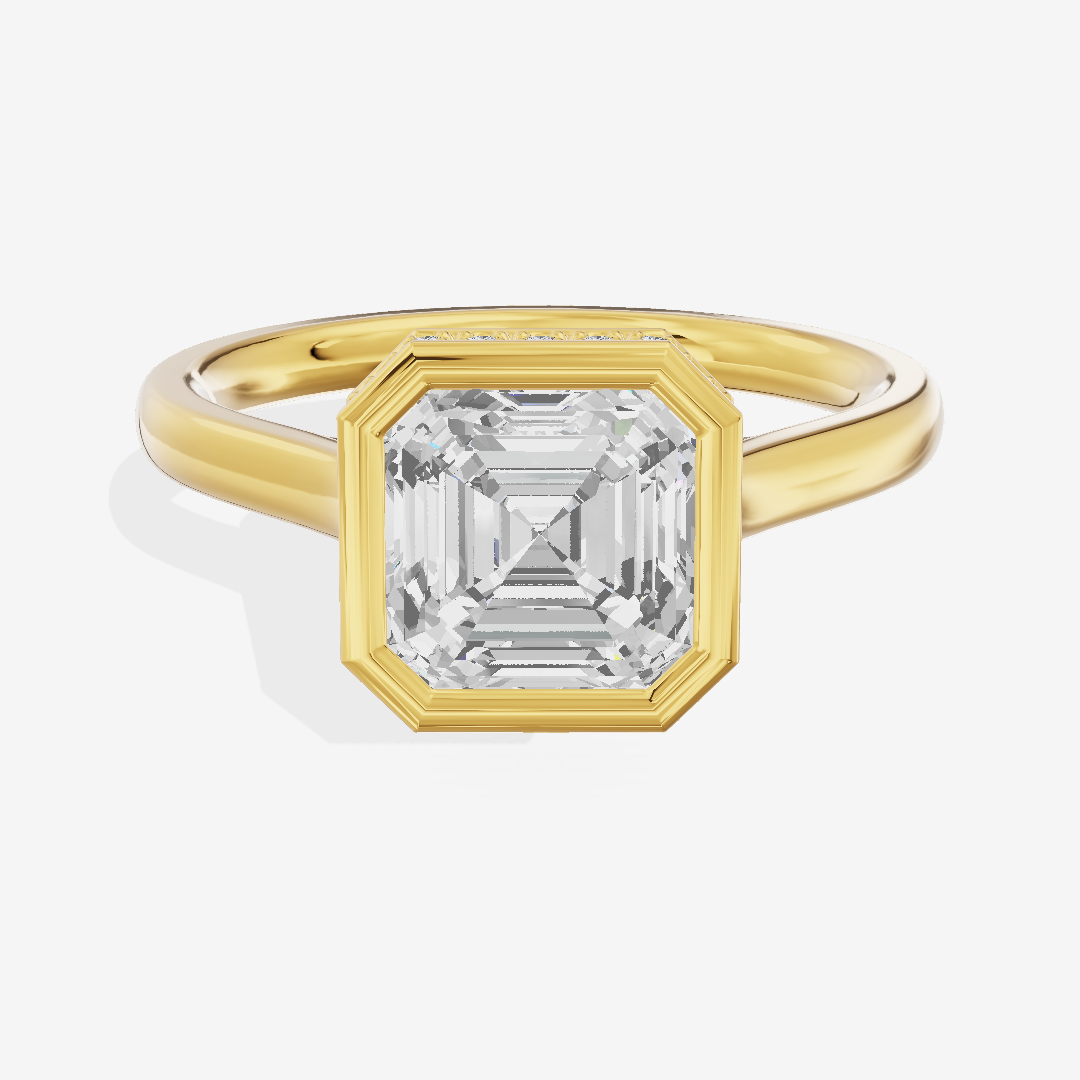 Sincere Hidden Halo Asscher Engagement Ring (1/6 ct. tw.) in 14K Yellow Gold