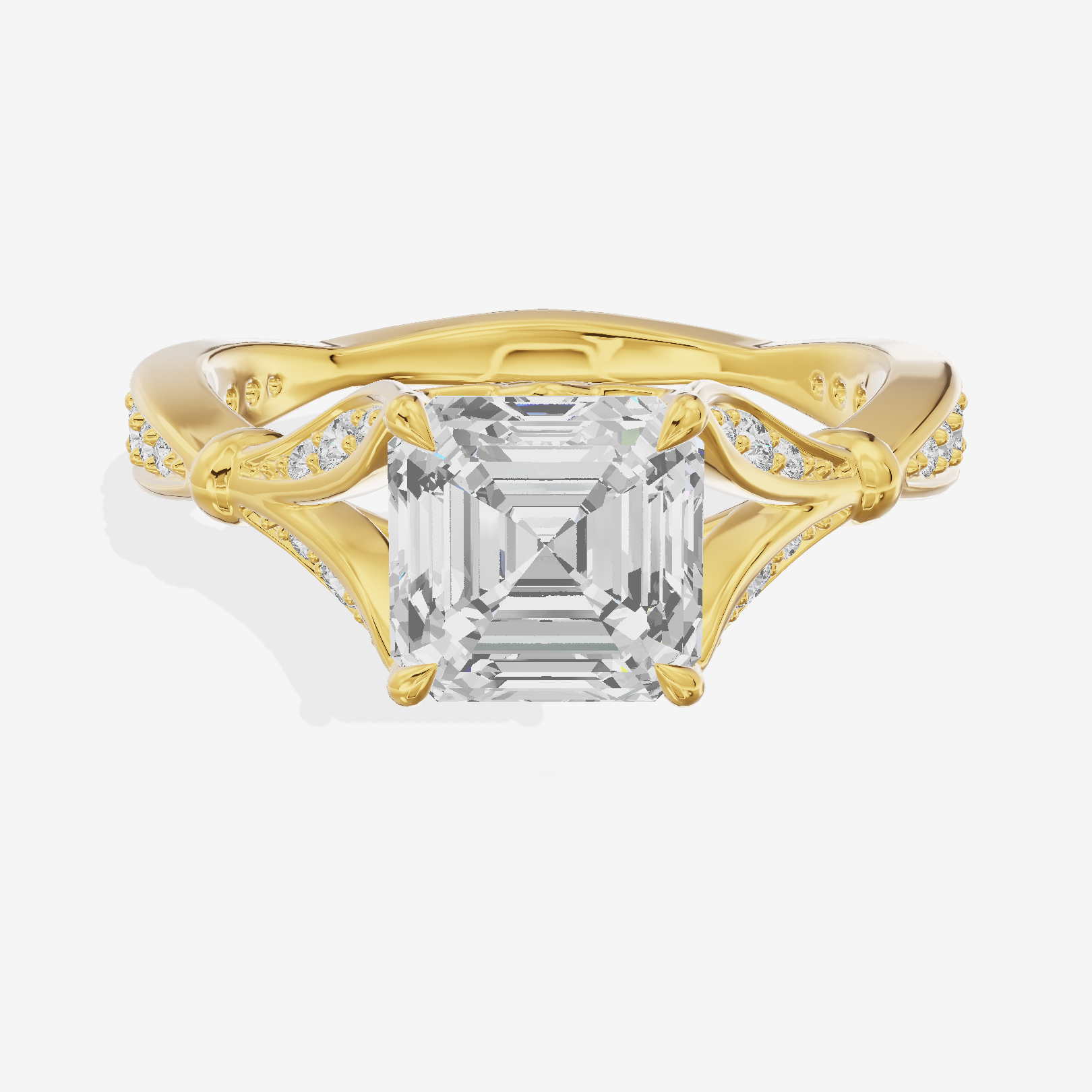 Sincere Bezel 1.8mm Asscher Solitaire Engagement Ring in 14K Yellow Gold
